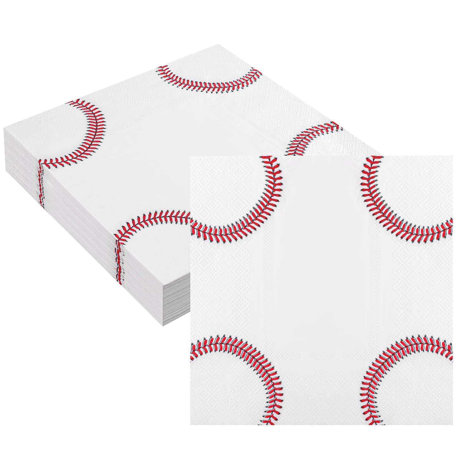 48 Pack Baseball Themed Paper Napkins - Sports Party Supplies for Baby Showers, Birthday Parties, Game Day & Baseball Themed Events - Perfect for BBQs, Tailgating, and Sports Decorations