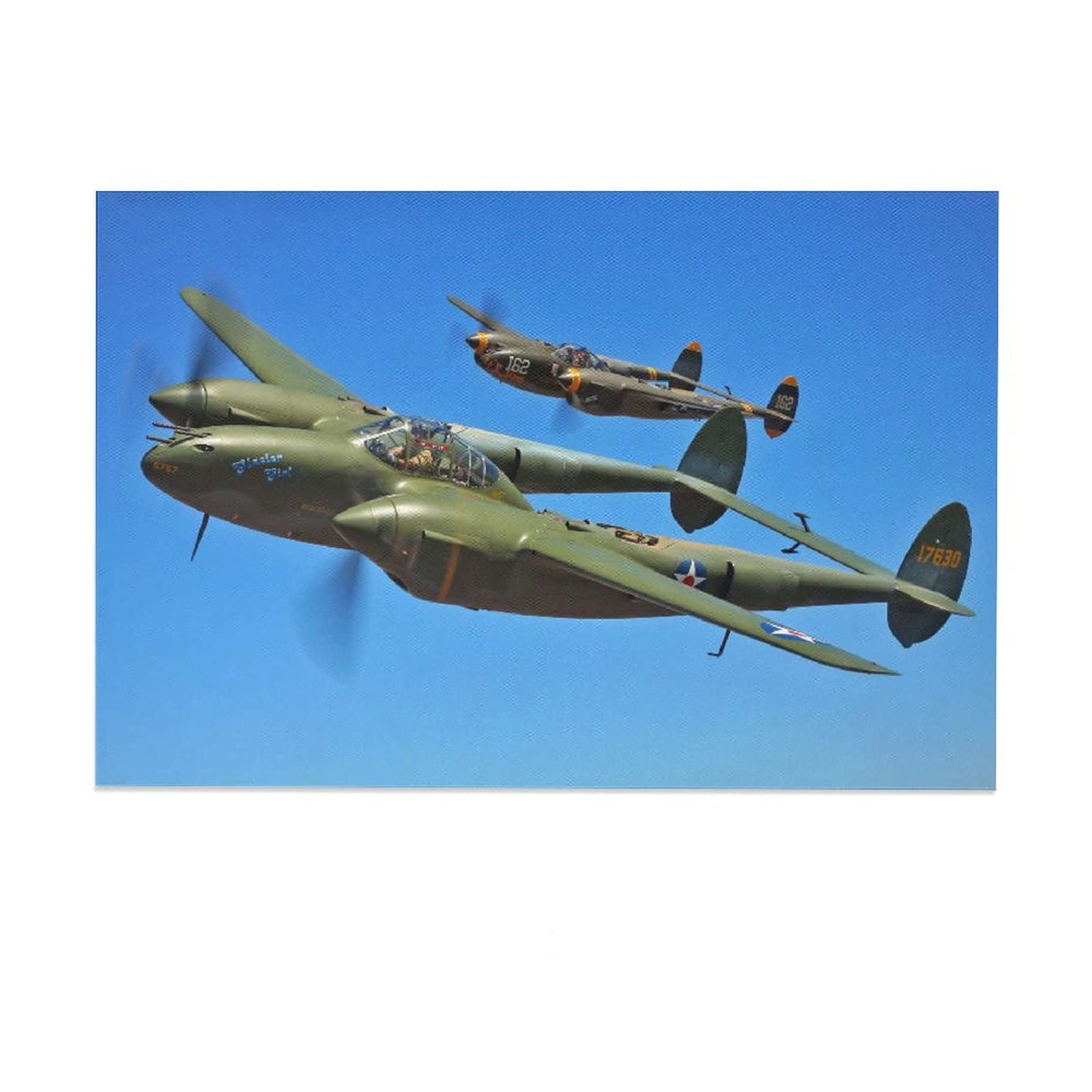 IGNB Aviation Wall Decor P-38 Lightning Fighter Jet Canvas Print - 16x24inch (40x60cm) Military Aircraft Poster for Bedroom, Office & Man Cave - Perfect Gift for Aviation Enthusiasts & WWII History Buffs | Home Decor, Game Room & Garage Wall Art