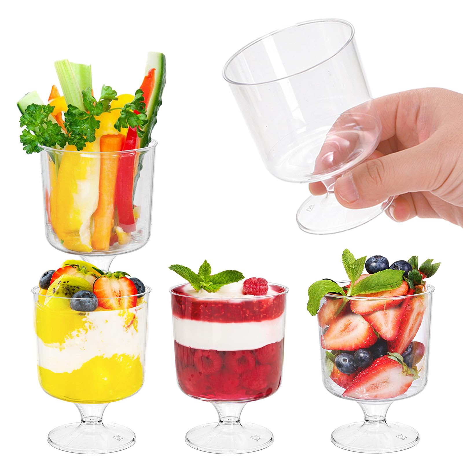 100 Pcs Clear Plastic Dessert Cups with Spoons - 5 Oz Disposable Appetizer & Mousse Cups for Puddings, Ice Cream, Party Snacks - Perfect for Catering, Weddings, and Birthday Celebrations