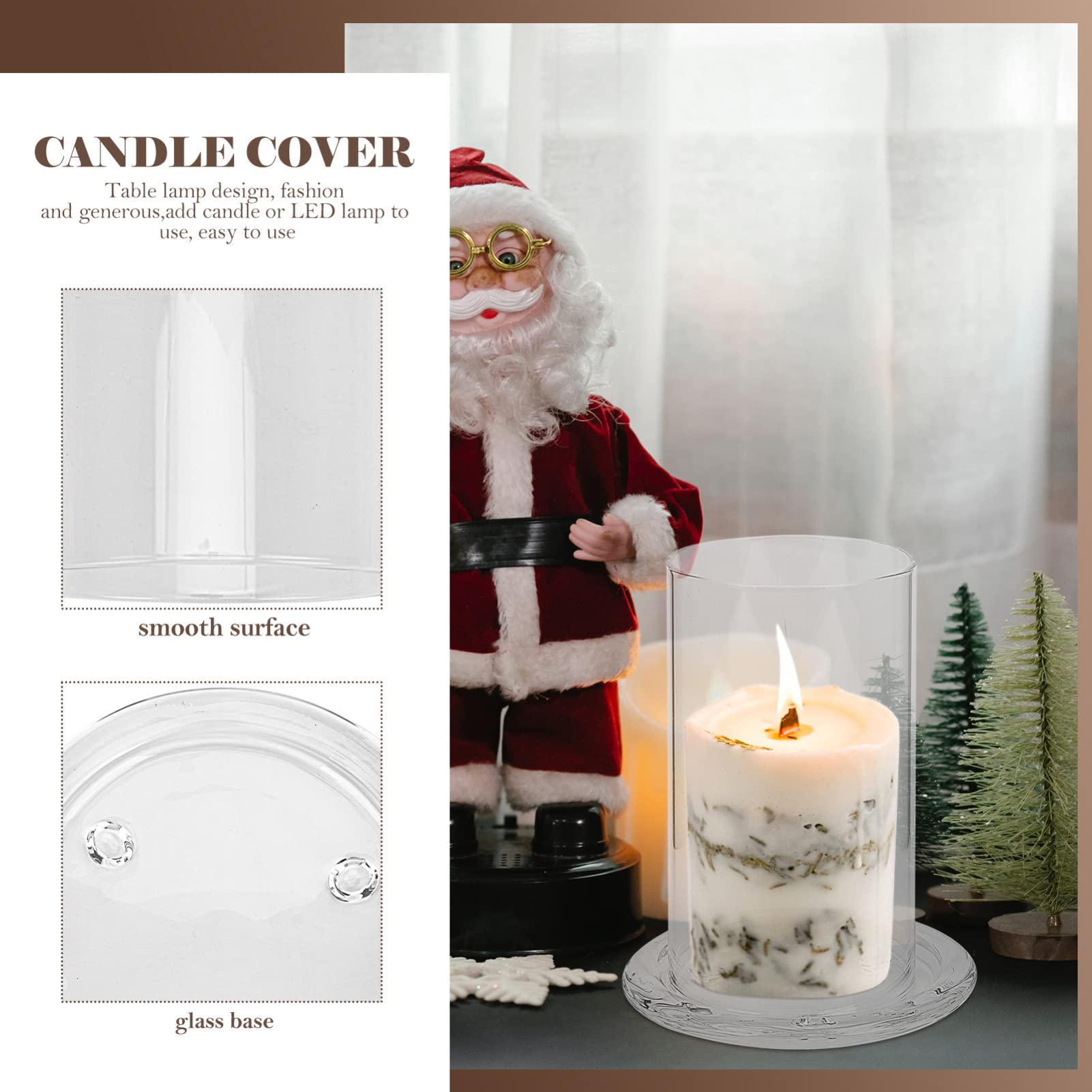Cabilock Glass Bell Jar Dome Cloche - 1 Set Windproof Candle Holder, Open Ended Glass Lamp Shade & Desk Topper for Candles, Lip Gloss Display (Earth Tones) - Perfect for Home Decor, Wedding Centerpieces & Gift Packaging