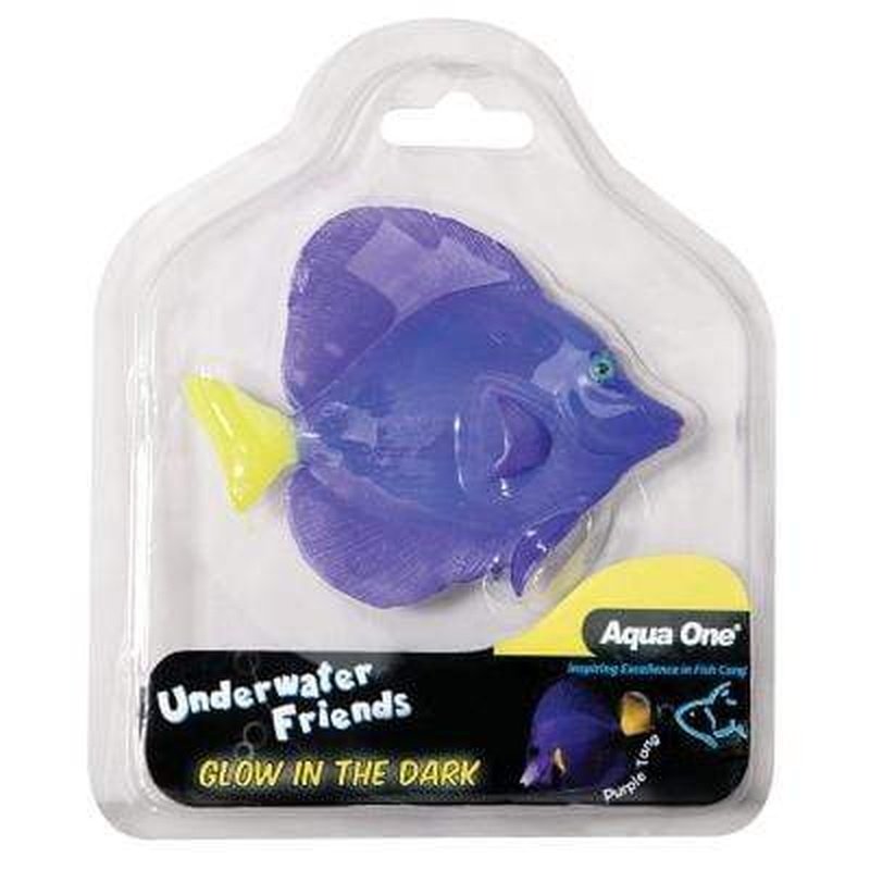 Aqua One Underwater Friends Glow in The Dark Floating Purple Tang Fish Toy - Fun Bath Time & Pool Floating Decor for Kids