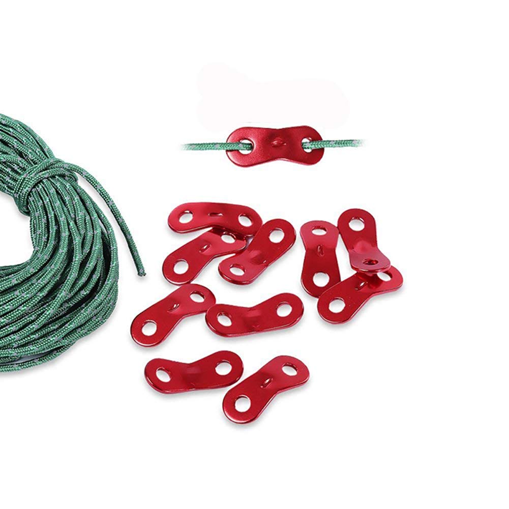 AKOAK 10 Pack Heavy Duty Aluminum Tent Rope Buckles - Adjustable Canopy Drawstring Clips for Camping, Hiking & Outdoor Gear - Secure Umbrella, Tarp & Shelter Accessories