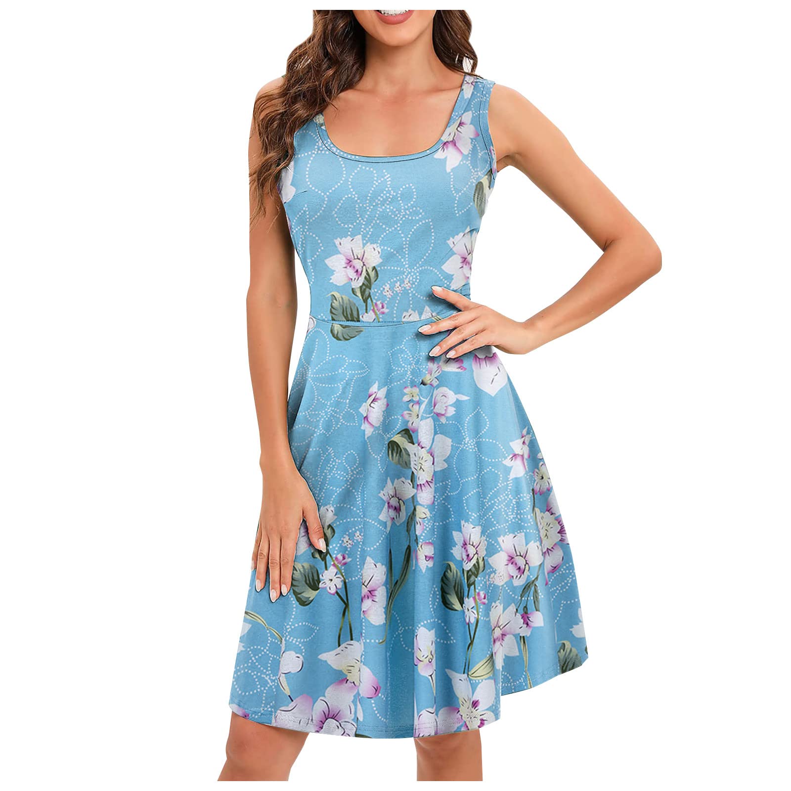 HEYCE Women's Floral Sleeveless Summer Dress 2023 - Casual Tunic Sundress for Beach, Vacation & Outdoor Activities