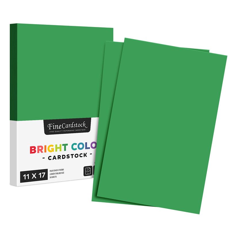 Premium Green Card Stock Paper - 65lb Thick, Acid & Lignin Free | 50 Sheets per Pack | 11