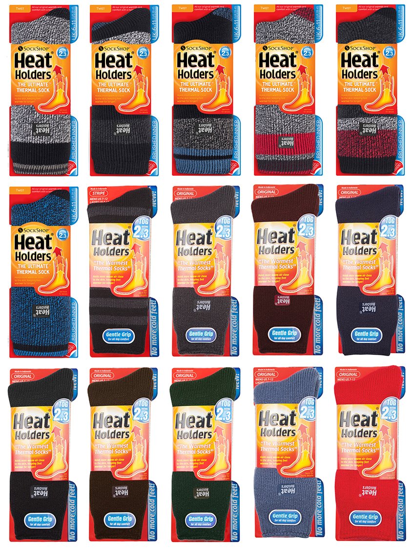 Heat Holders Men's Original Ultimate Thermal Socks - Ultra Warm Winter Socks for Cold Weather, Size 7-12 US (Black) - Perfect for Skiing, Snowboarding, Hiking & Outdoor Activities