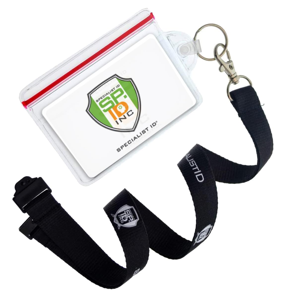 100 Pack Waterproof Resealable ID Badge Holders with Key Ring & Zip Seal - Bulk College Student ID Card Holders, Fuel Card Protectors - Durable Keychain Card Organizer for School, Work & Events