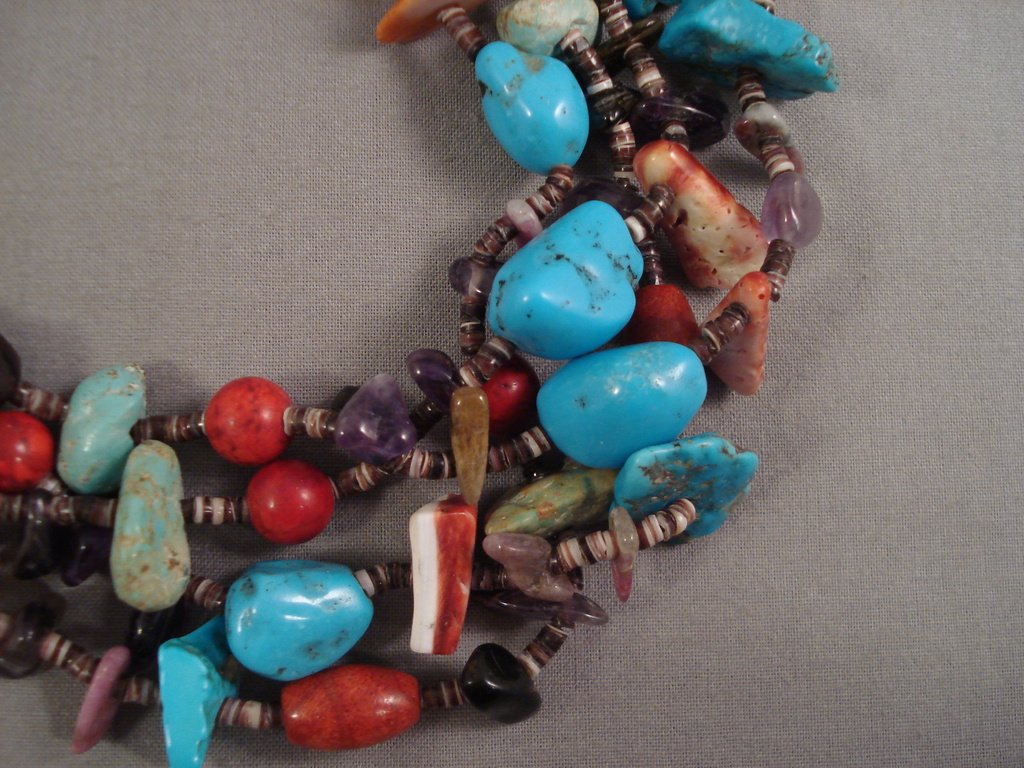 Authentic Navajo Native American Turquoise Heishi Necklace - 180g Large Dark Turquoise & White Goat Beads for Women, Handmade Jewelry for Boho, Festival & Southwest Style Outfits
