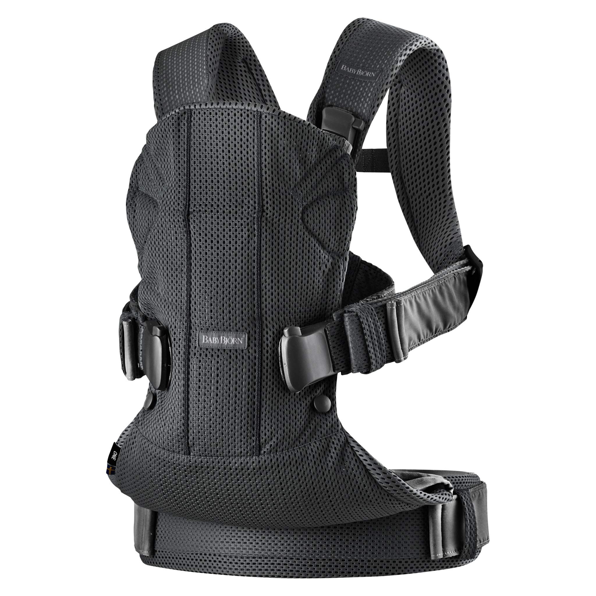 BabyBjörn New Baby Carrier One Air 2019 Edition - Breathable Mesh Baby Carrier in Black, One Size (098025US) | Ergonomic Design for Newborns to Toddlers | Perfect for Outdoor Walks, Shopping & Travel