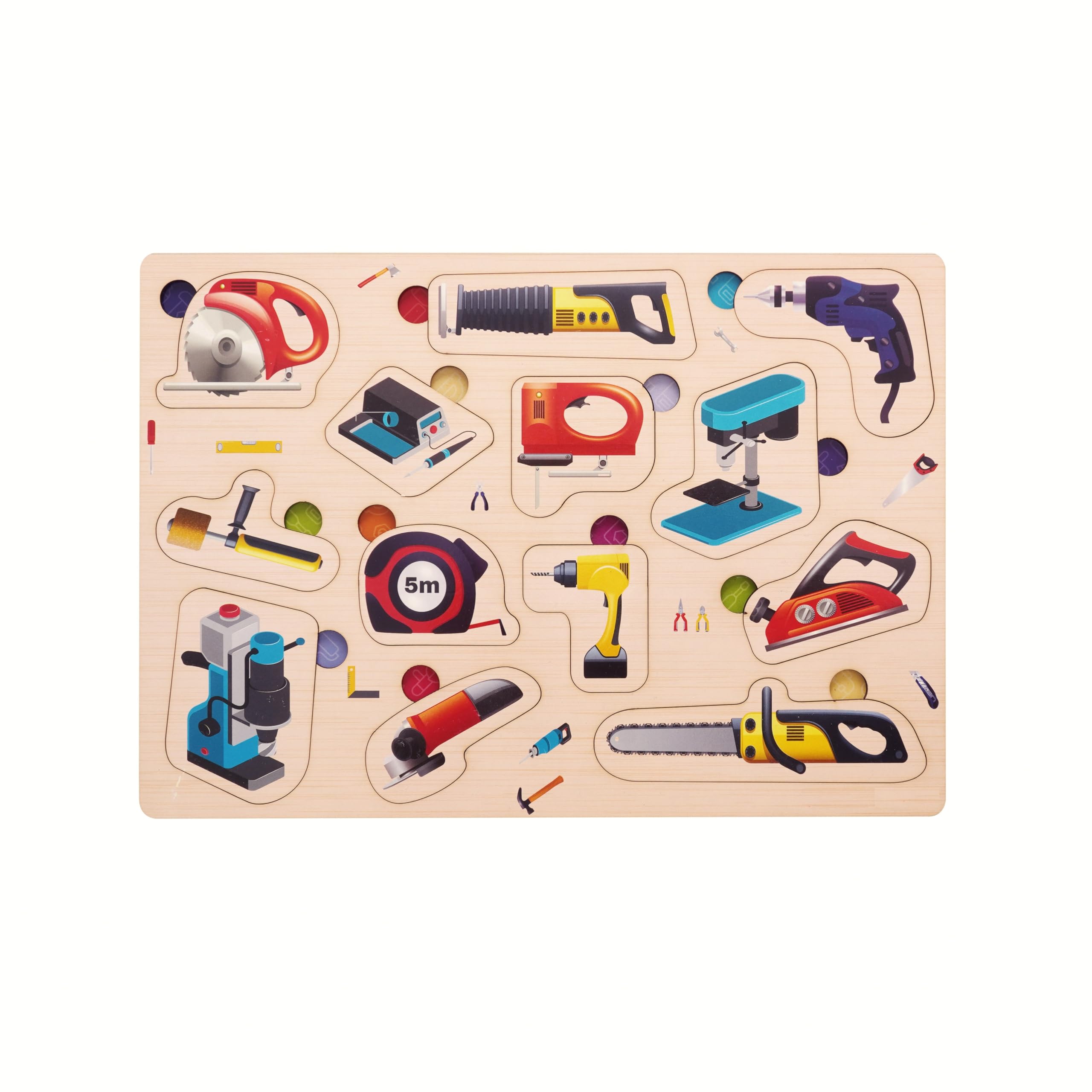 Premium Aebco Engineering Power Tools Wooden Puzzles for Toddlers & Kids - Montessori Educational Toys for Boys & Girls - Ideal Learning Gift for School & Home Playtime