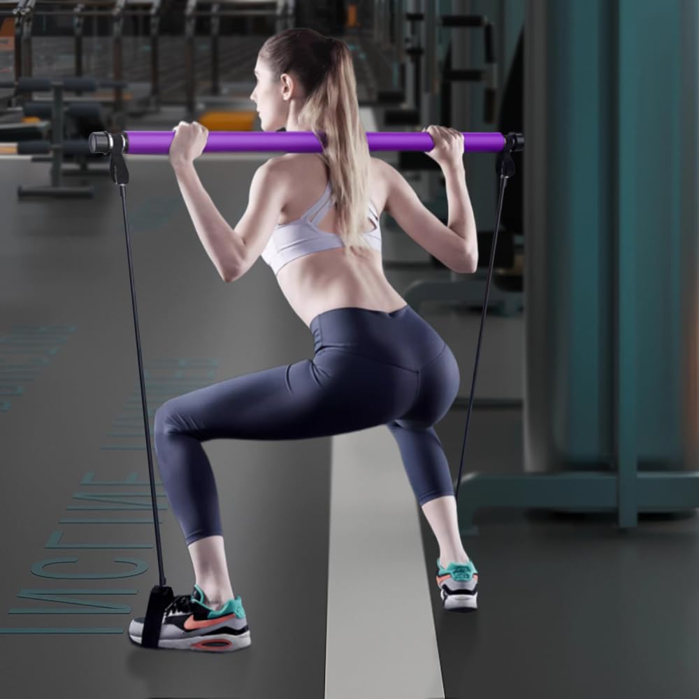 2024 Portable Pilates Bar Kit with Resistance Bands - Multifunctional Stretch Fusion Exercise Equipment for Home & Gym Workout - Perfect for Pilates, Yoga, Strength Training and Full Body Toning