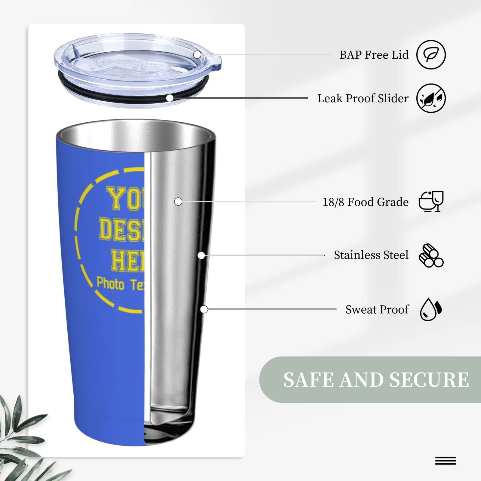 Custom 20 oz Stainless Steel Tumbler with Personalized Text & Photo - Insulated Travel Mug for Hot/Cold Drinks - Perfect Gift for Kids, Adults & Family - Great for Office, School, Camping & Road Trips