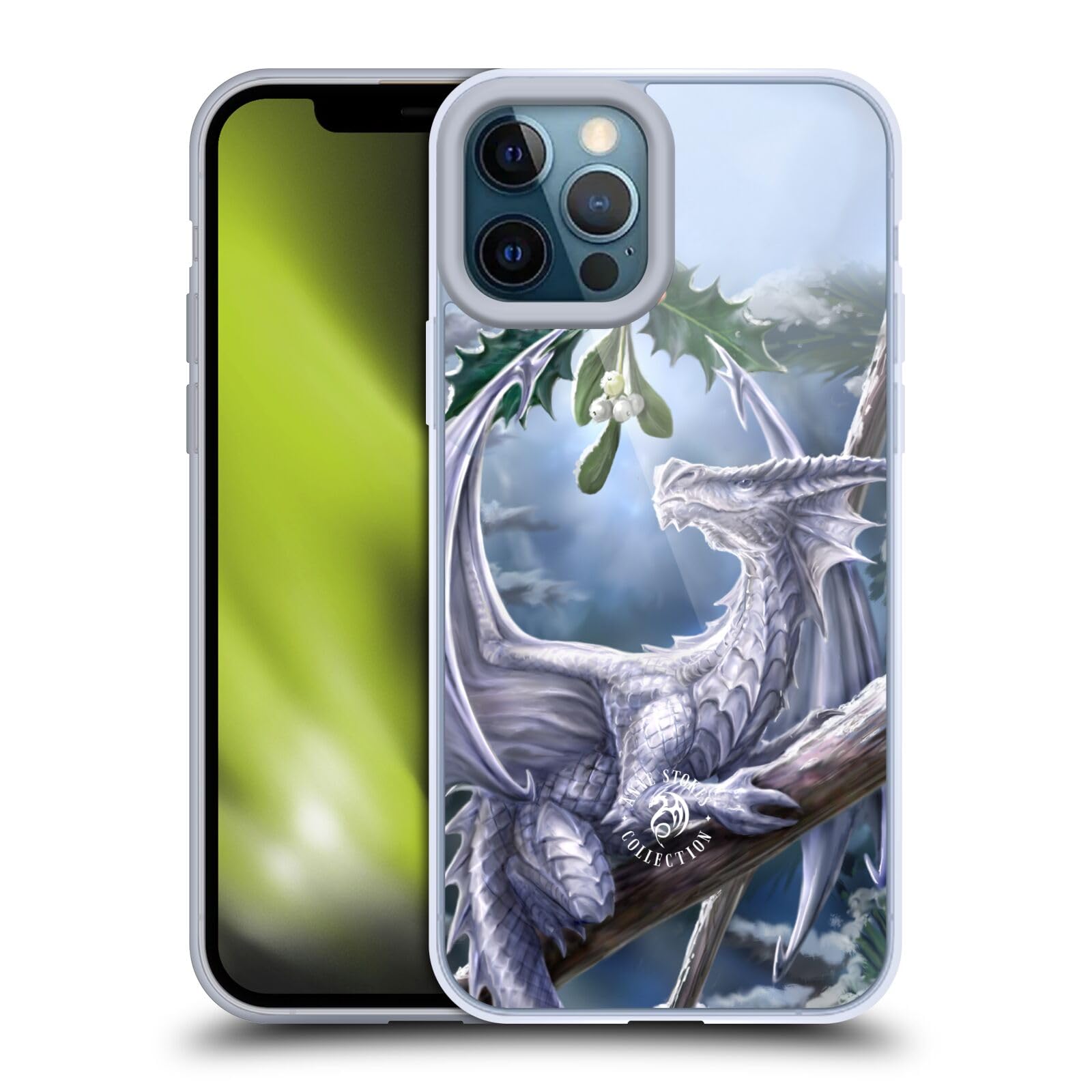 Officially Licensed Anne Stokes Snow Dragon Yule Soft Gel Case for Apple iPhone 12 Pro Max - Winter Holiday Gift, Fantasy Art Protection, Durable Phone Cover for Daily Use & Christmas Decorations
