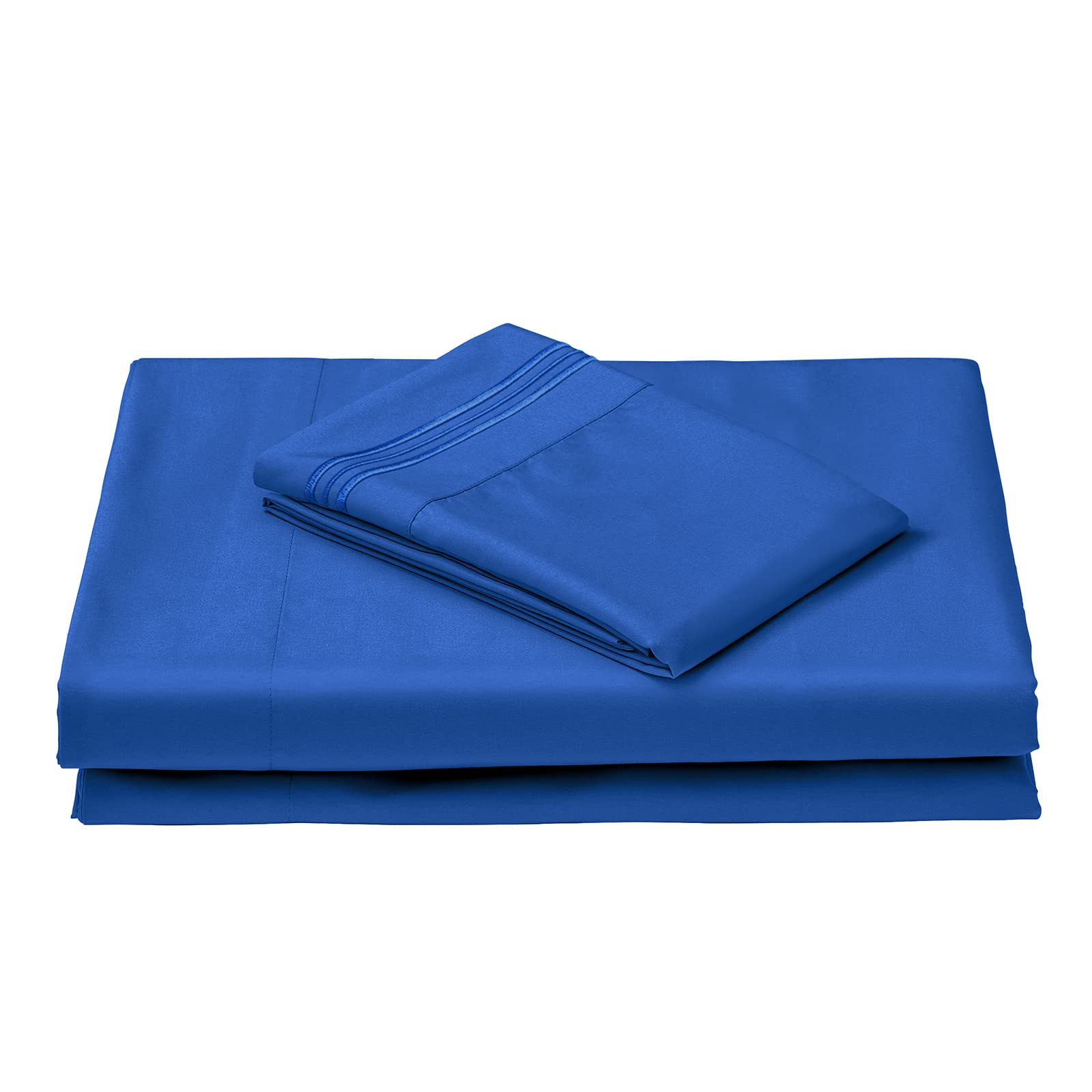 REDKEY Twin Size Sheet Set 3 Piece - Soft Breathable Bedding Sheets & Pillowcases with Deep Pocket, Wrinkle Resistant & Easy Care - Perfect for Kids Rooms, Guest Beds & Dorm Essentials (Twin, Sapphire Blue)