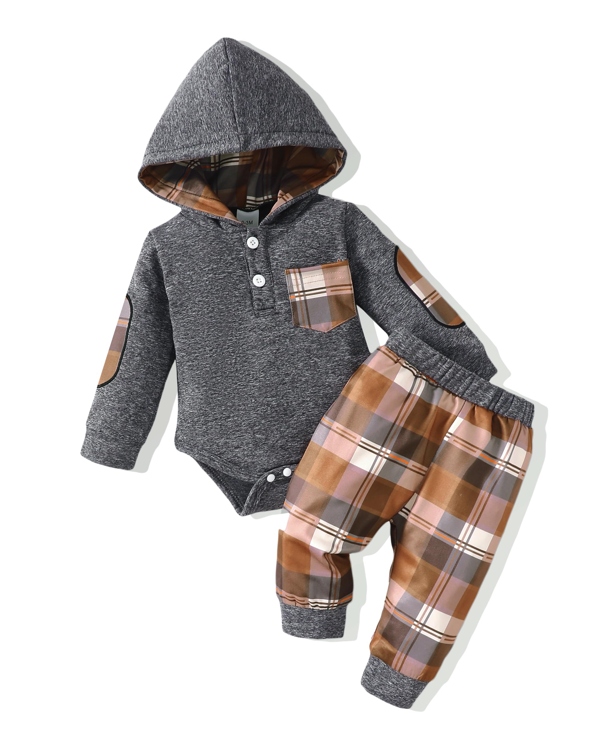Premium Newborn Baby Boy Clothes - Soft Cotton Hoodie Romper Outfits for 0-18 Months | Fall Winter Infant Wear | Perfect for Family Photos, Playdates & Cozy Home Days