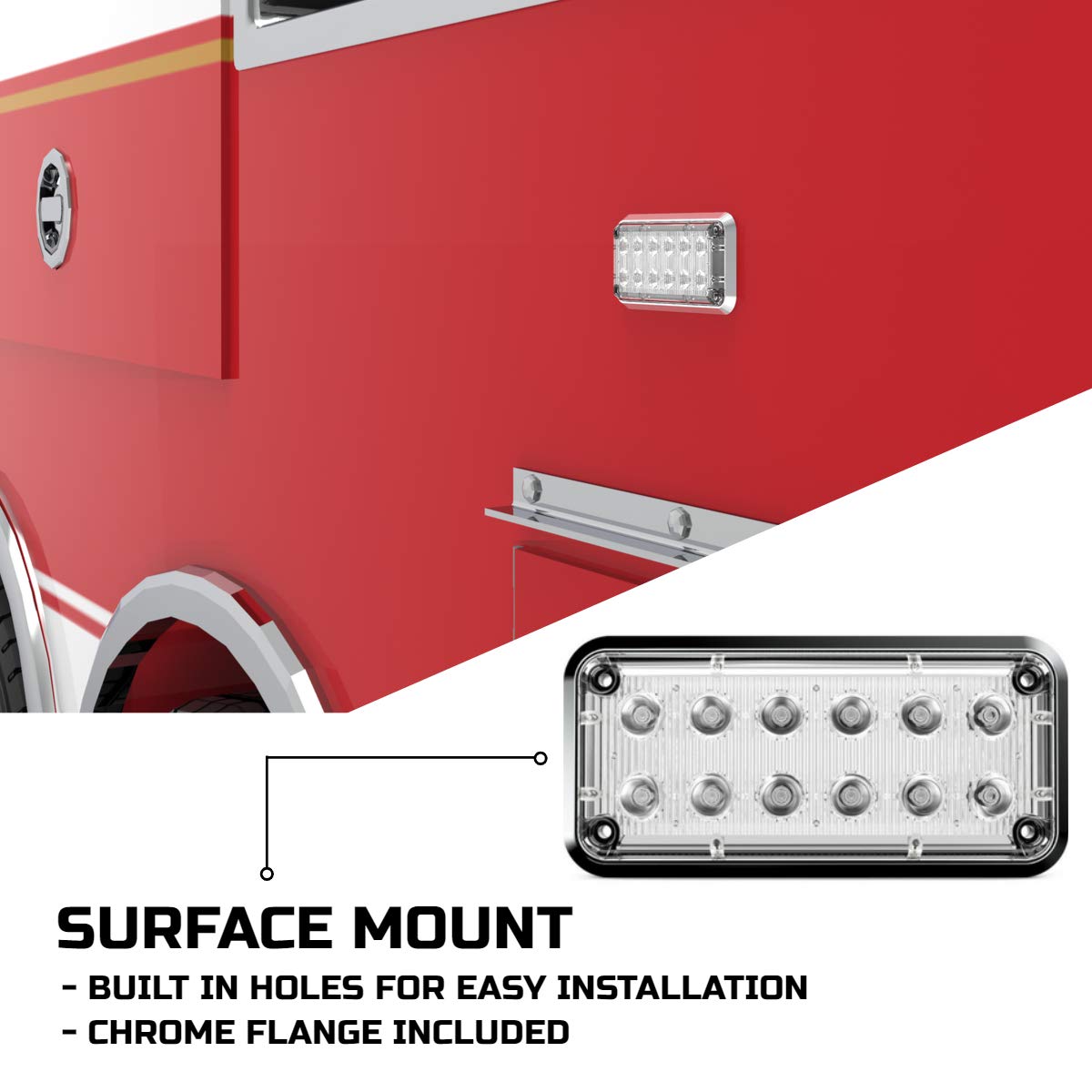Alpha-Z 7x3 Ambulance LED Surface Mount Emergency Strobe Lights - Ultra Slim Fire Truck Warning Light (Clear Lens) for Emergency Vehicles & First Responders - Perfect for Ambulances, Fire Trucks, Police Cars & Roadside Safety