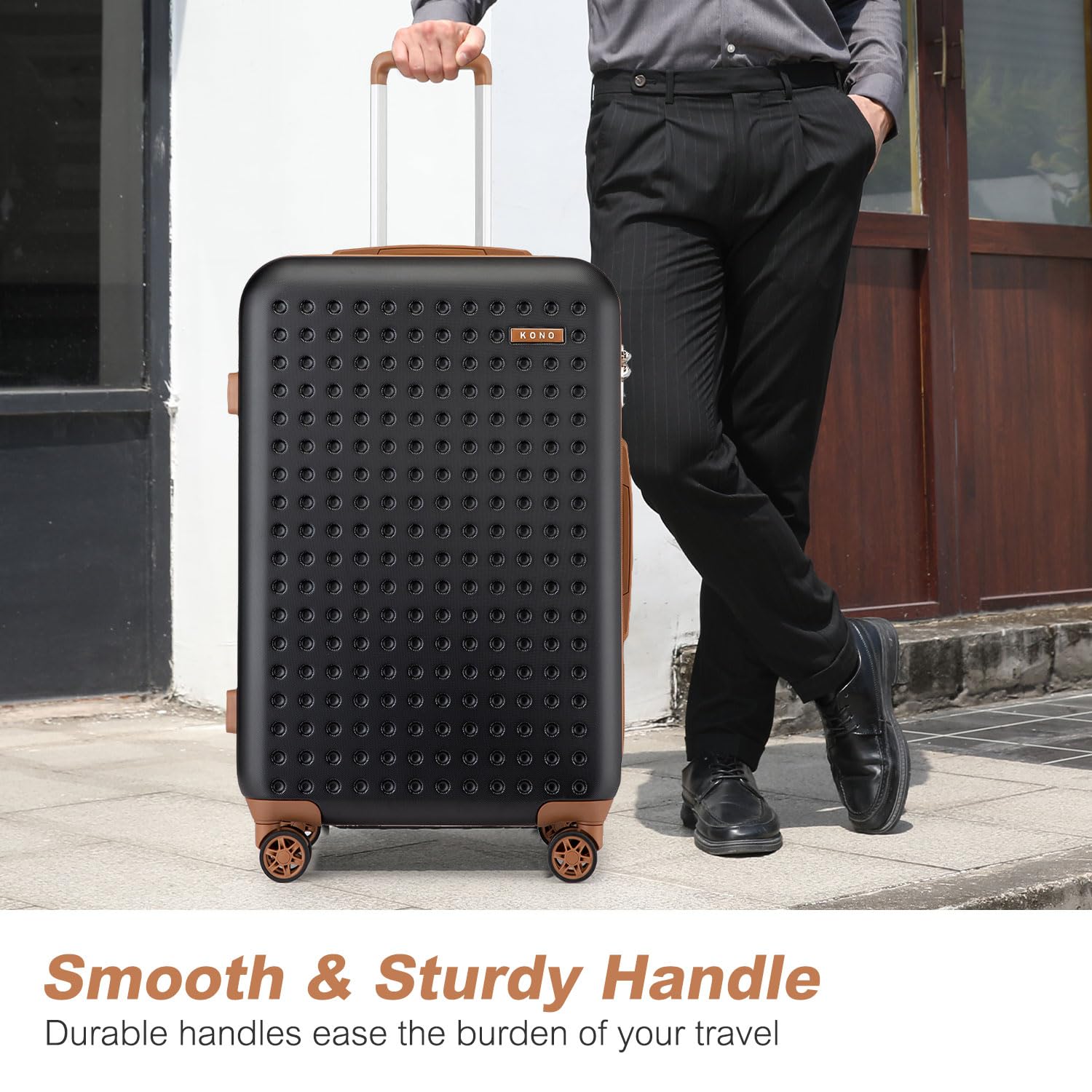 Kono 28 Inch Large Checked Luggage - Lightweight Hardside Spinner Suitcase with TSA Lock, Black - Perfect for International Travel & Business Trips