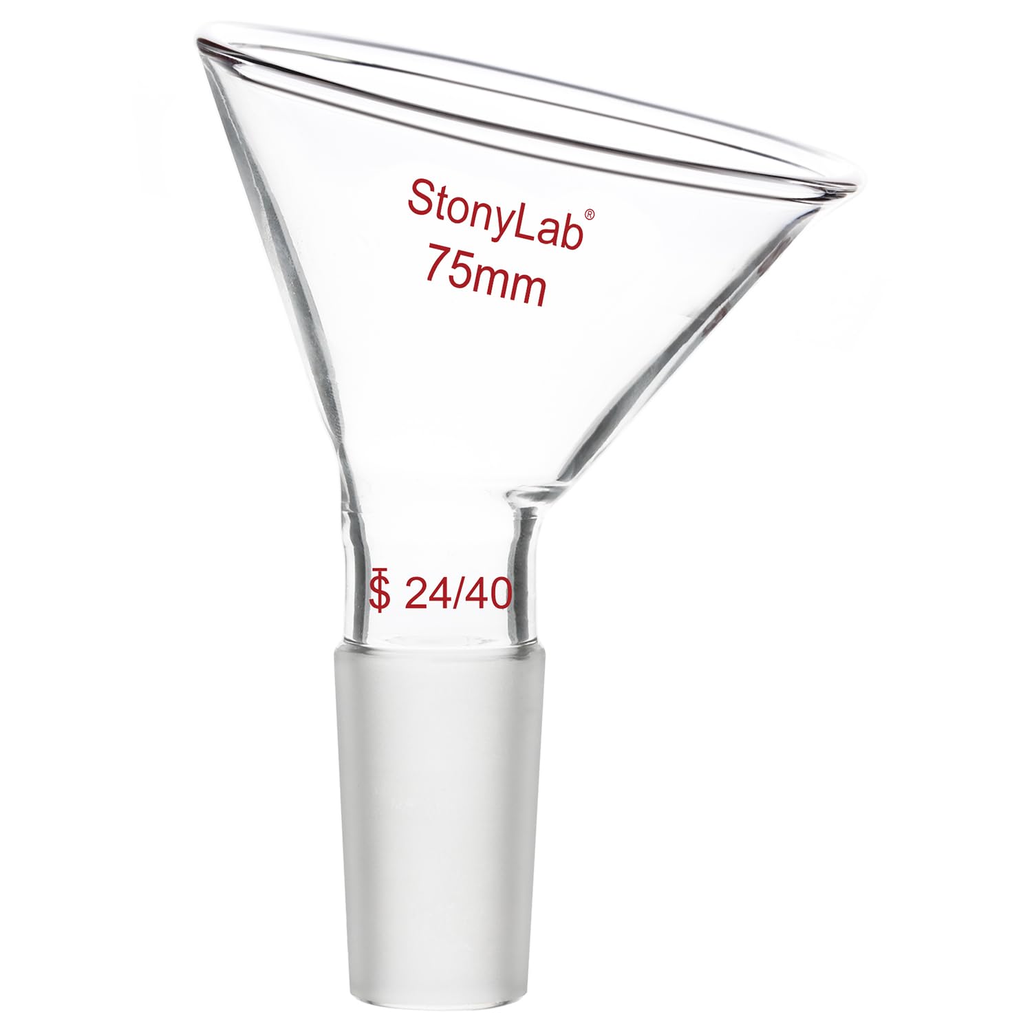 Stonylab 60° Offset Borosilicate Glass Powder Funnel with 24/40 Standard Joint - 75mm Inclined Triangular Laboratory Funnel for Precise Chemical Supplementing | Ideal for Lab Experiments, Powder Transfer & Material Handling