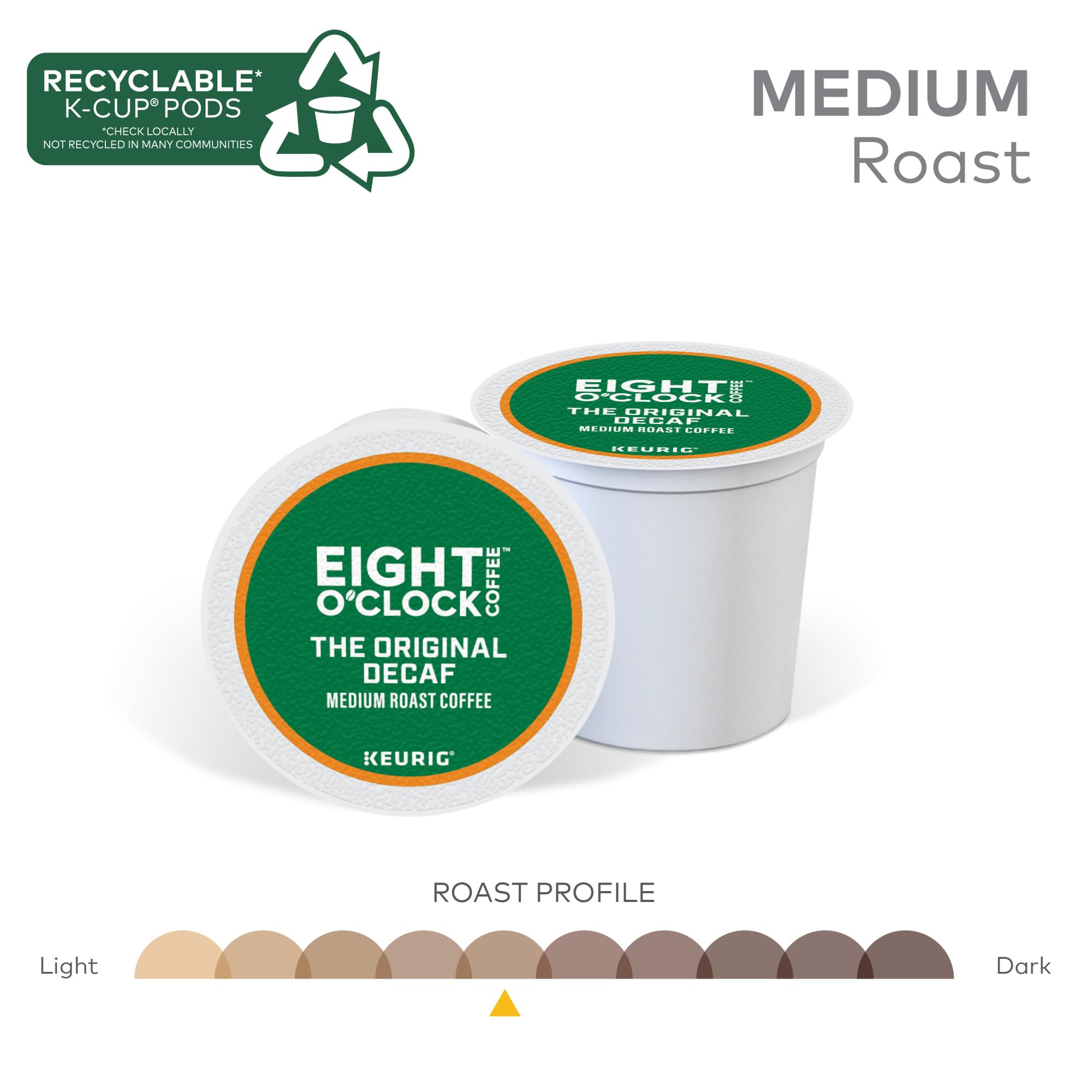 Eight O'Clock Coffee The Original Decaf K-Cup Pods - Medium Roast, 72 Count (6 Packs of 12) | Single-Serve Coffee for Keurig Brewers | Perfect for Home, Office & Morning Routine