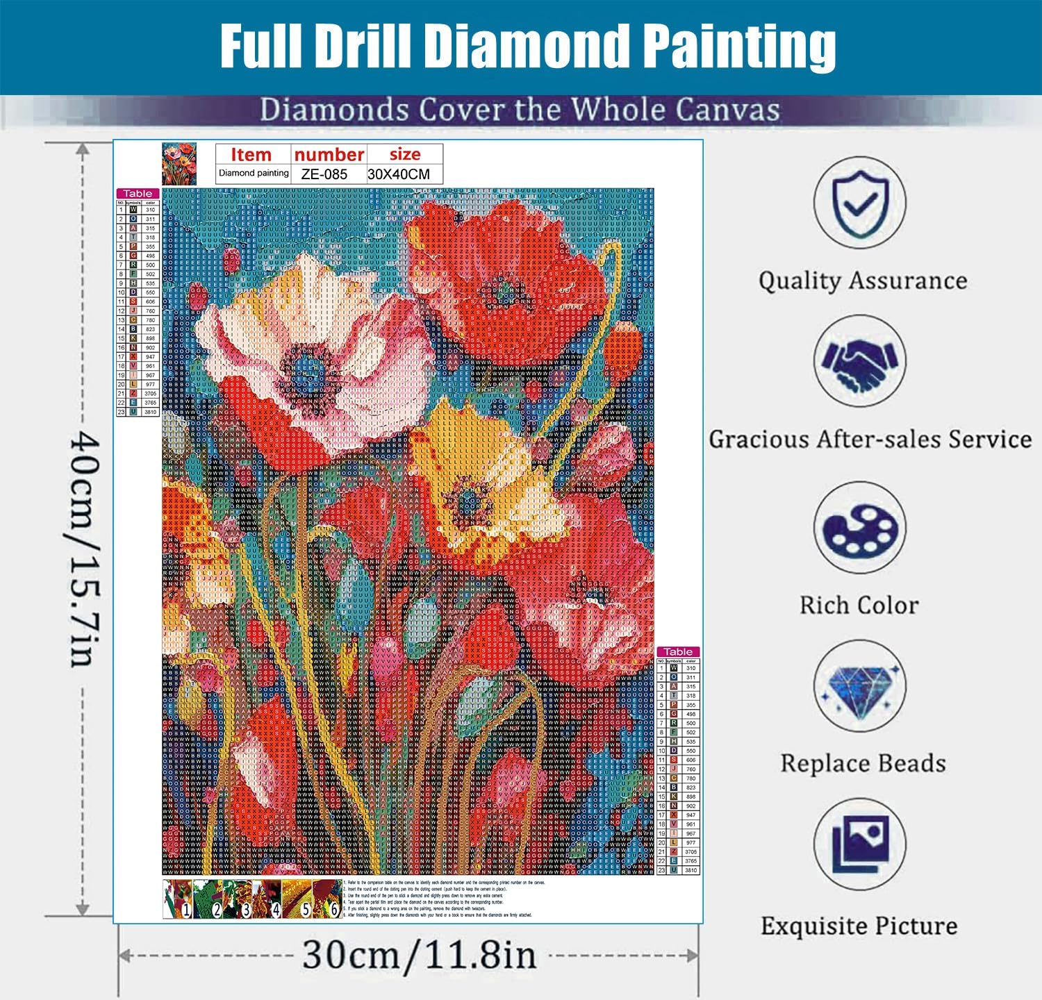 5D DIY Tulips Full Drill Diamond Painting Kit for Adults - 11.8x15.8 Inch Diamond Art Craft with Gemstones for Home Wall Decor, Relaxation & Gift Giving