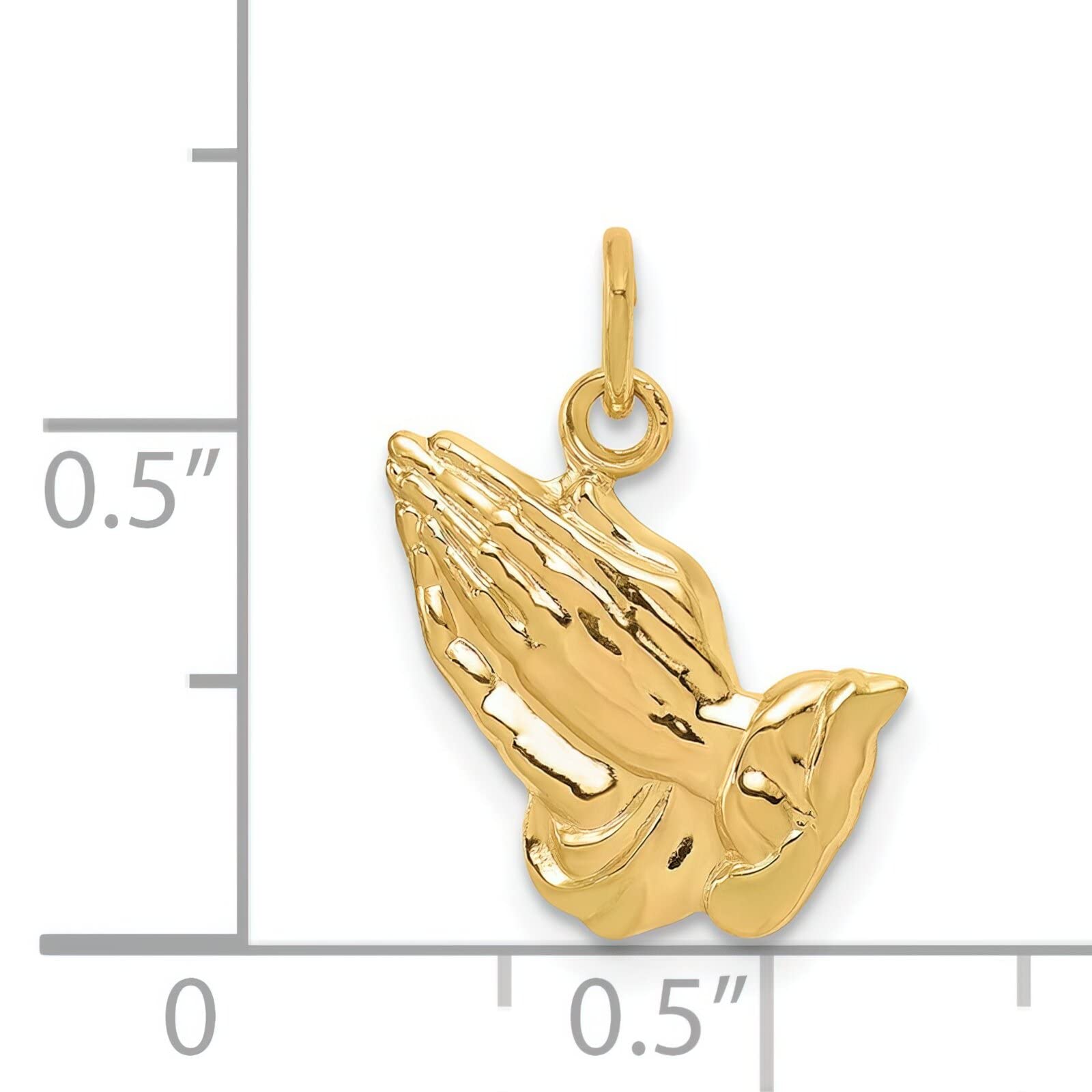 14K Yellow Gold Praying Hands Charm Pendant Necklace for Women - Religious Jewelry Gift for Baptism, First Communion & Prayer Time