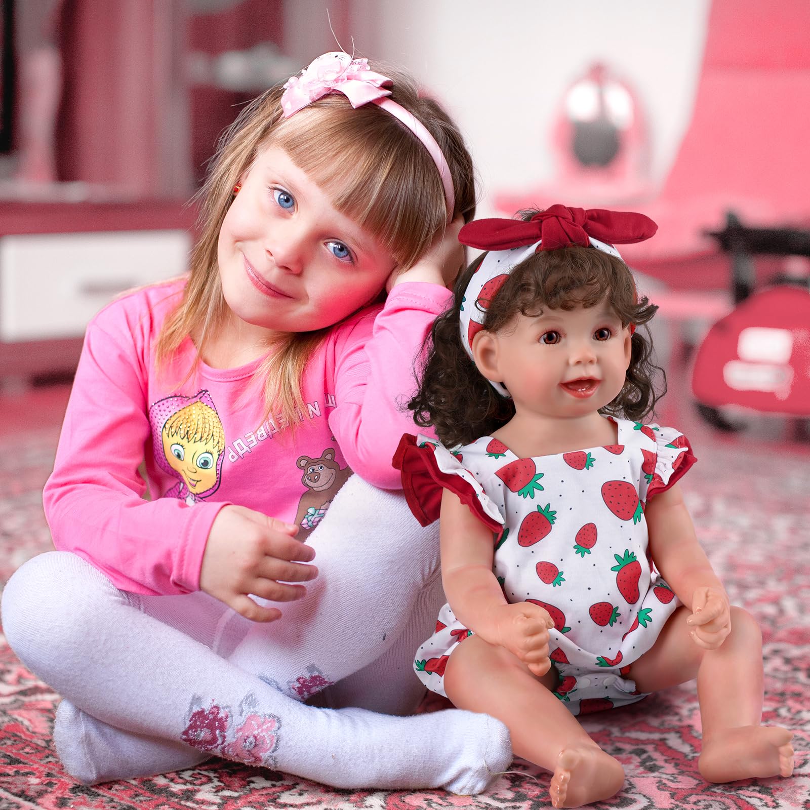 JIZHI Reborn Baby Doll Clothes for 17-22 Inch Dolls - Strawberry Outfit Set with Pacifier for Newborn Girl Dolls | Perfect for Collectors, Gift Giving & Role Play