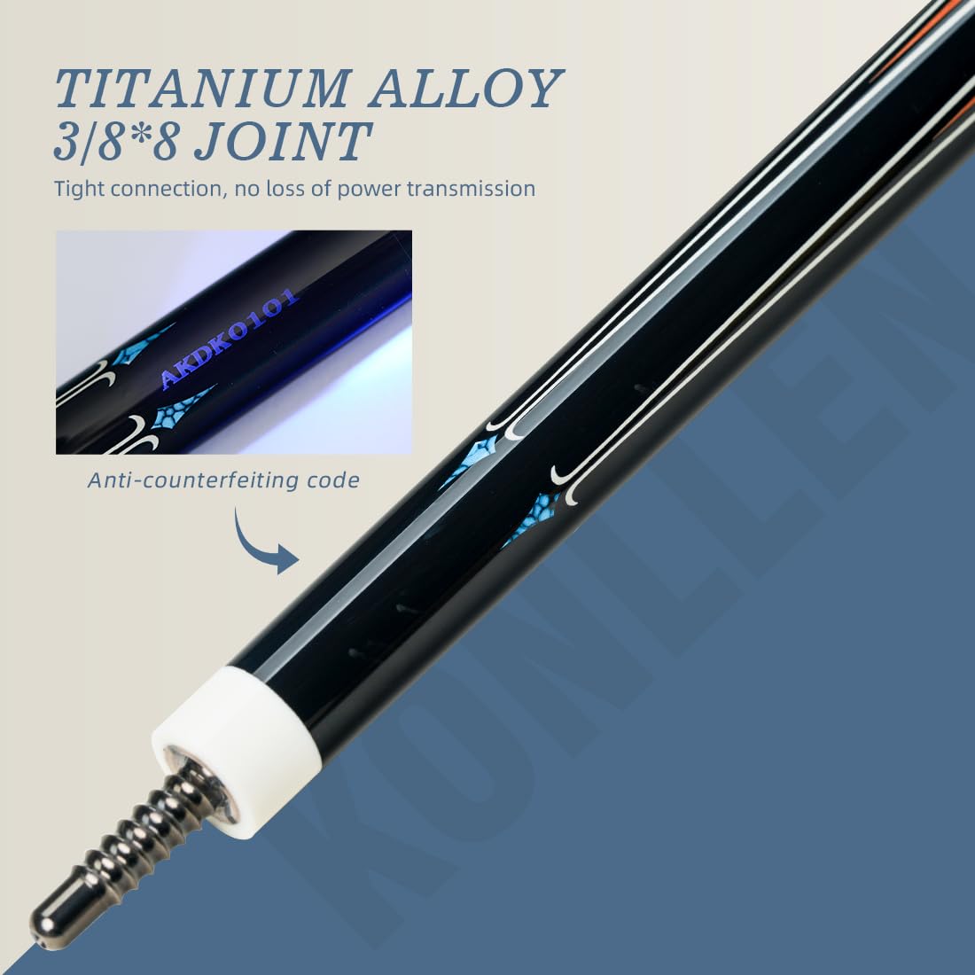 KONLLEN 58-inch Professional Carbon Fiber Pool Cue Stick - Low Deflection Billiard Cue with 12.5mm Tip for Adults (Pro Taper, Easy Control, Ultra-Smooth) | Perfect for Tournament Play & Home Pool Tables