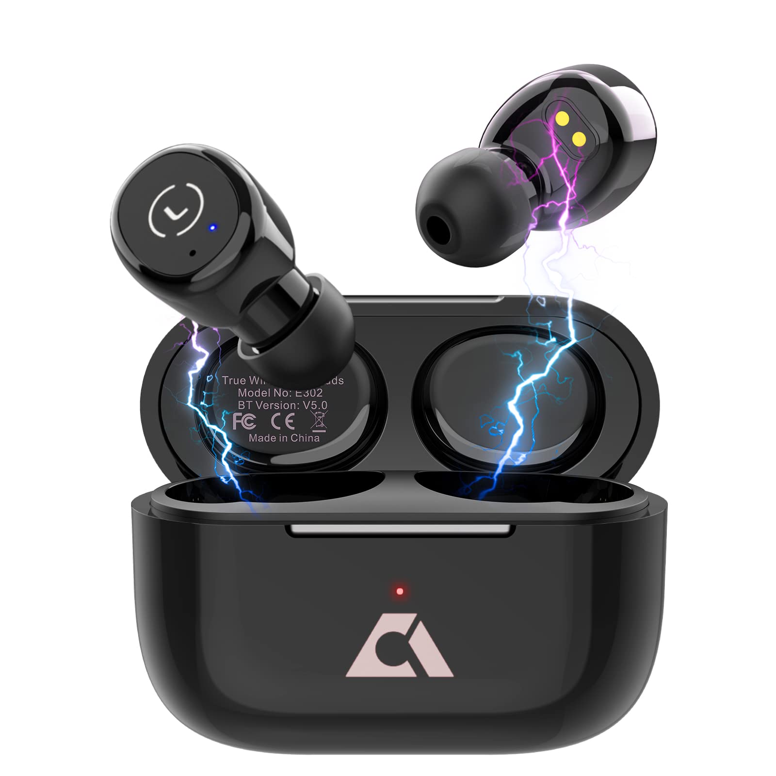 1Mii Ankbit Wireless Earbuds Bluetooth Headphones with Mic - IPX8 Waterproof TWS Stereo In-Ear Headset, Hi-Fi Deep Bass, 30H Playtime for iPhone Android (E302) - Perfect for Gym, Running, Work & Travel