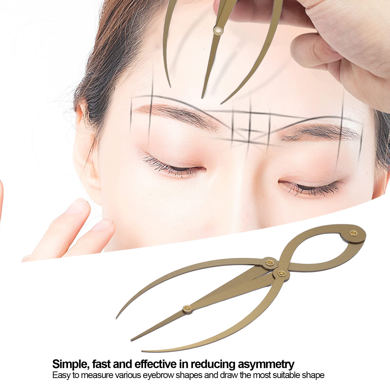EXCLUZO Professional Tattoo Eyebrow Ruler & Brow Caliper - High Precision, Reusable & Portable Measuring Tool for Perfect Eyebrow Symmetry - Ideal for Tattoo Artists, Microblading & Permanent Makeup (Gold)