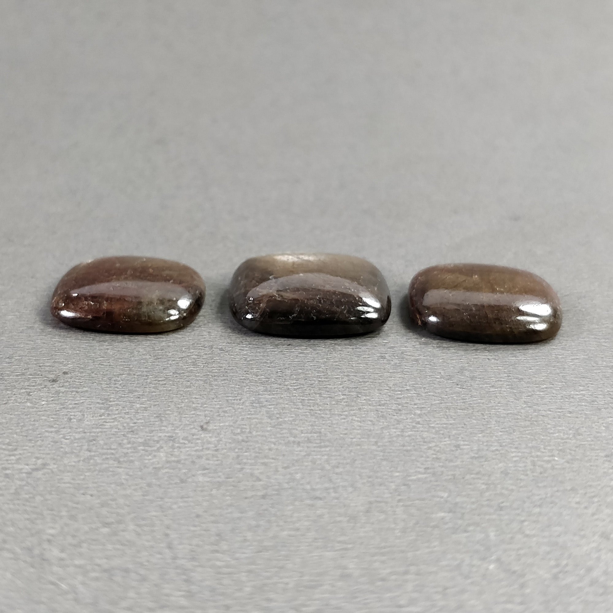 Natural Untreated Golden Brown Chocolate Sapphire Gemstone Cabochon - 46.60cts Cushion Shape (16.5mm x 18mm, 3pcs) for Jewelry Making, DIY Crafts & Collection