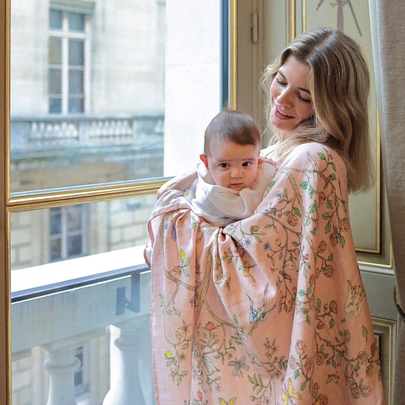 Atelier Choux Muslin Baby Swaddle Blanket - Soft Organic Cotton in Bloom Pink - Perfect for Newborns, Infants & Nursery Decor