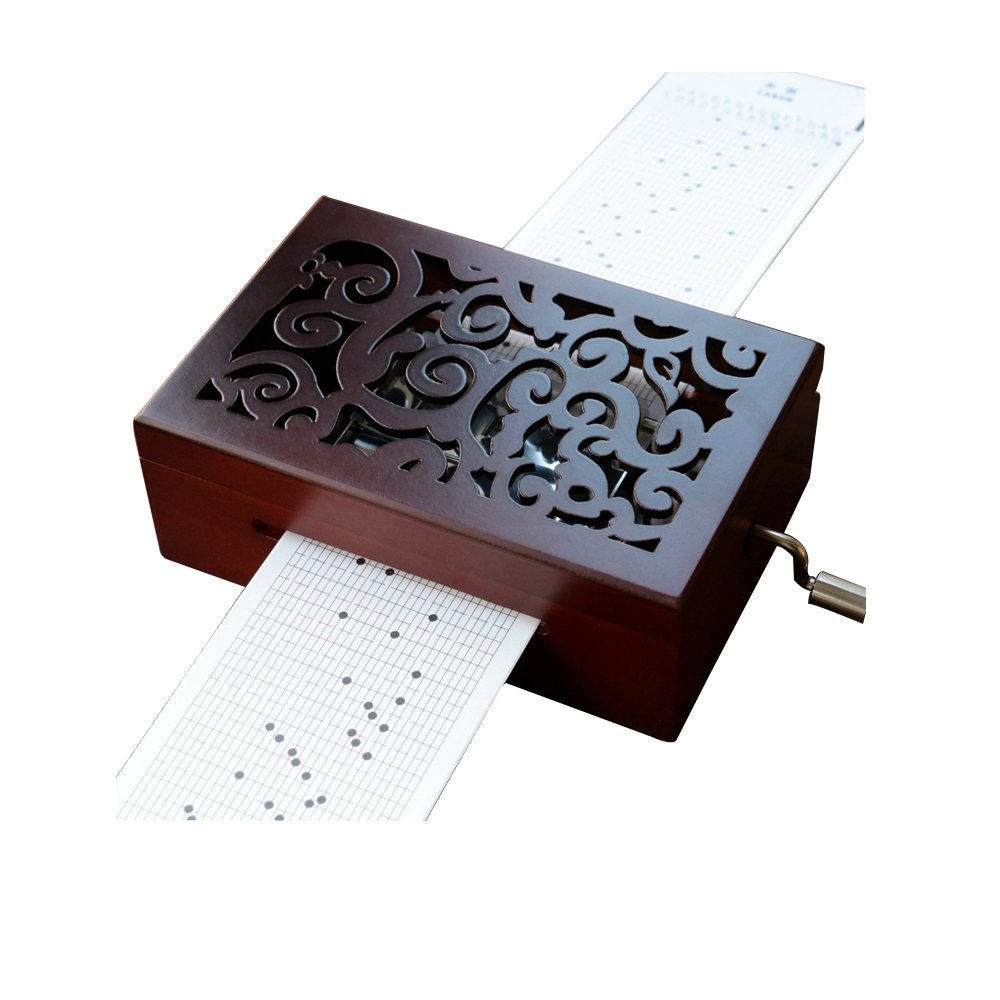 Youtang Vintage Hand-Cranked 30-Note Wooden Musical Box with Carved Design - Perfect Gift for Weddings, Anniversaries & Home Décor