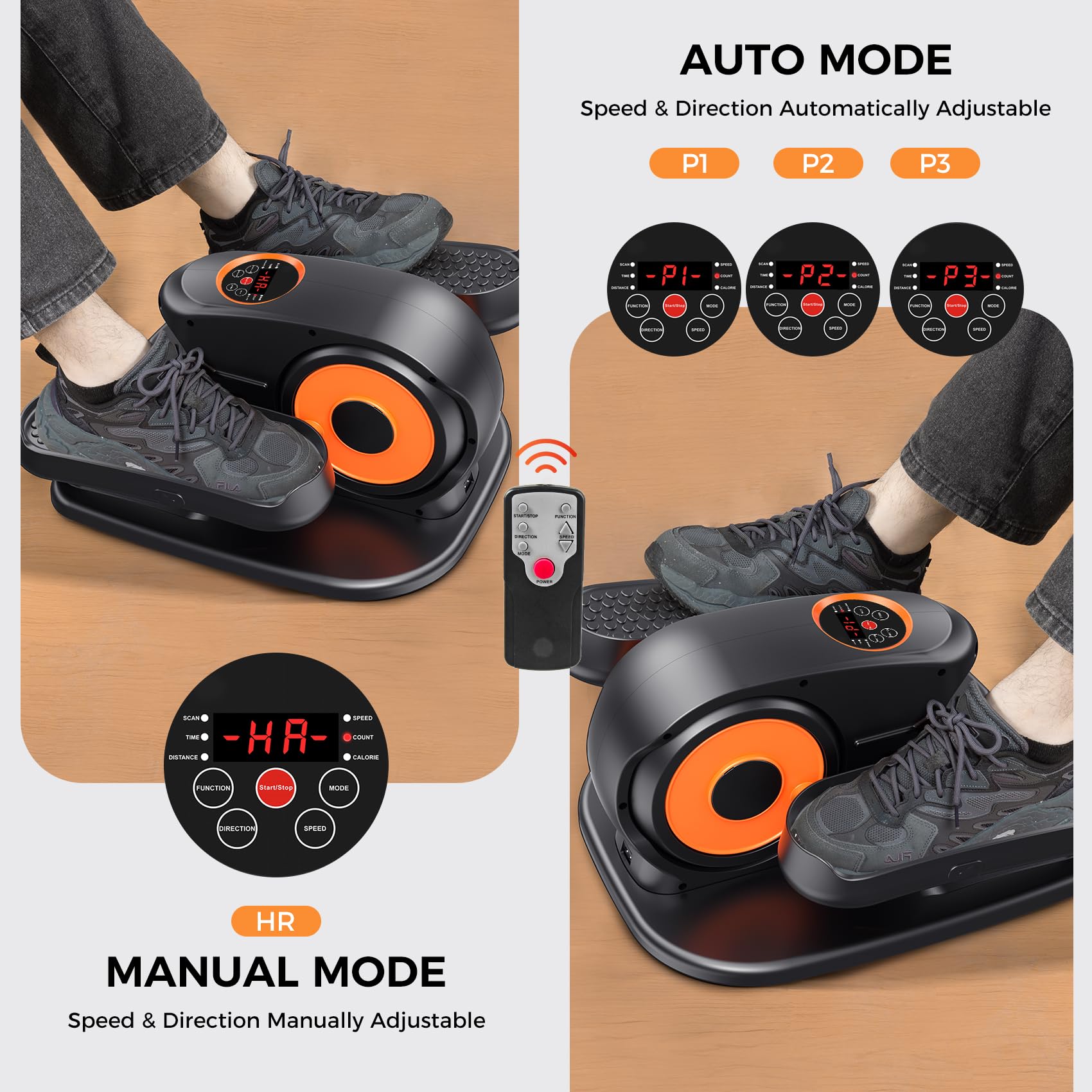 Under Desk Elliptical Machine - Quiet Portable Leg Exerciser for Seniors & Office Workers with Remote Control, 12 Adjustable Speeds - Perfect for Home Office, Physical Therapy & Low-Impact Workouts