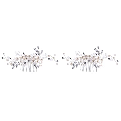 LALAFINA 2pcs Wedding Hair Comb Set - Pearl & Crystal Bridal Hair Accessories for Bride, Bridesmaids, Prom, Formal Events (Elegant Hair Clips for Weddings, Parties, Special Occasions)