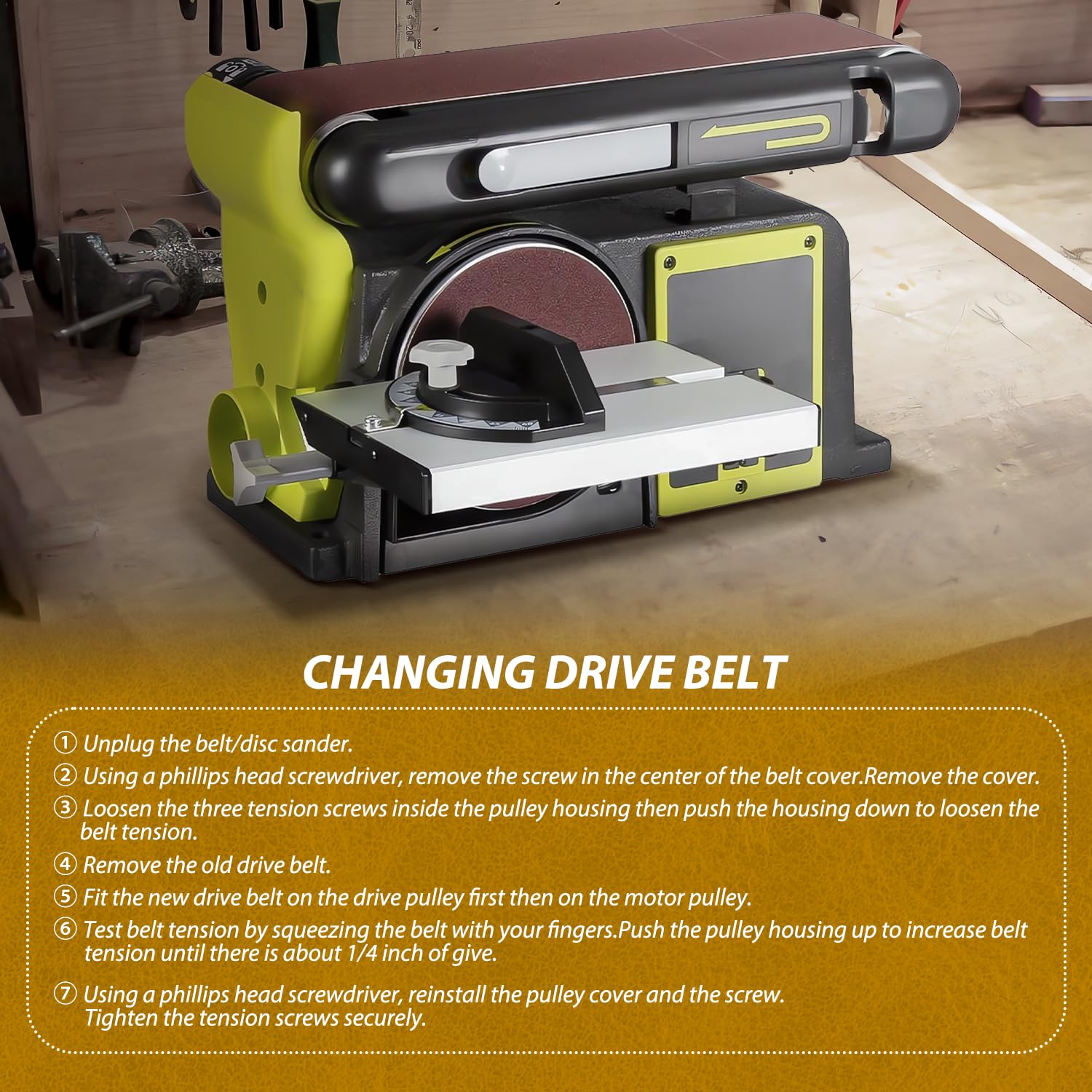 HASMX Cog Drive Belt Replacement for Ryobi BD4601, BD4600, BD4601G Disc Sander - Compatible with Part BD46075 (1-Pack) - Perfect for Woodworking, Metal Sanding & DIY Projects