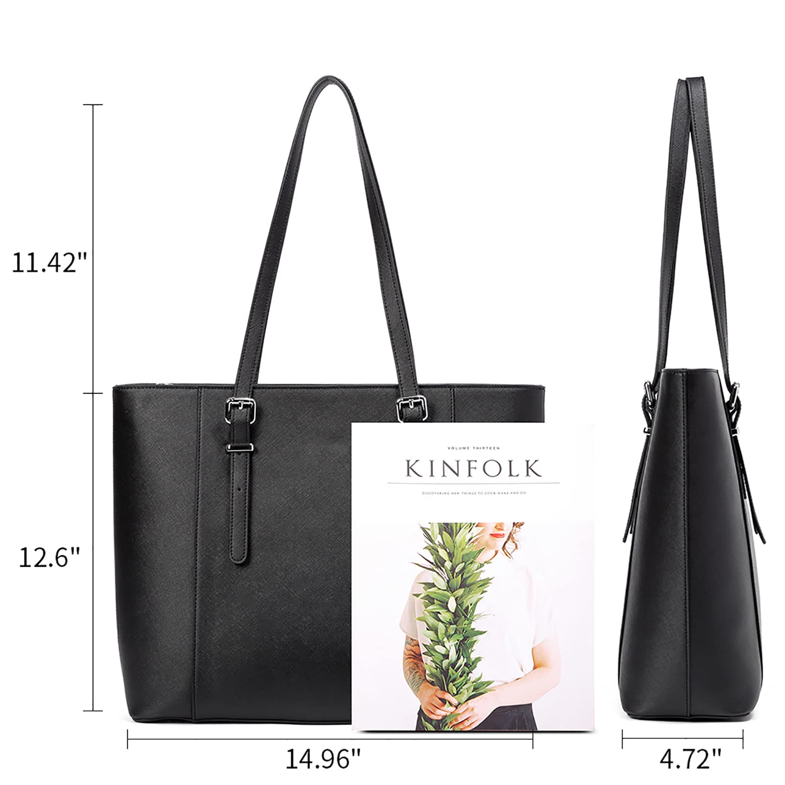 Premium Telena 15.6 Inch Leather Laptop Tote Bag for Women - Stylish Shoulder Briefcase with Large Capacity - Perfect for Work, Business Meetings & Daily Commute