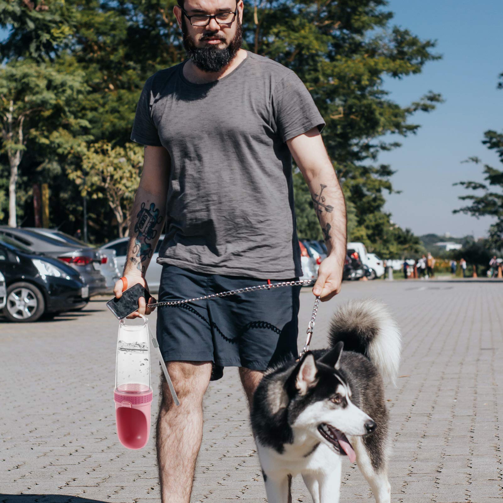 POPETPOP Portable Dog Water Bottle with Feeder - Leak-Proof Pet Drinking Dispenser for Dogs On-The-Go | Perfect for Hiking, Travel & Outdoor Adventures