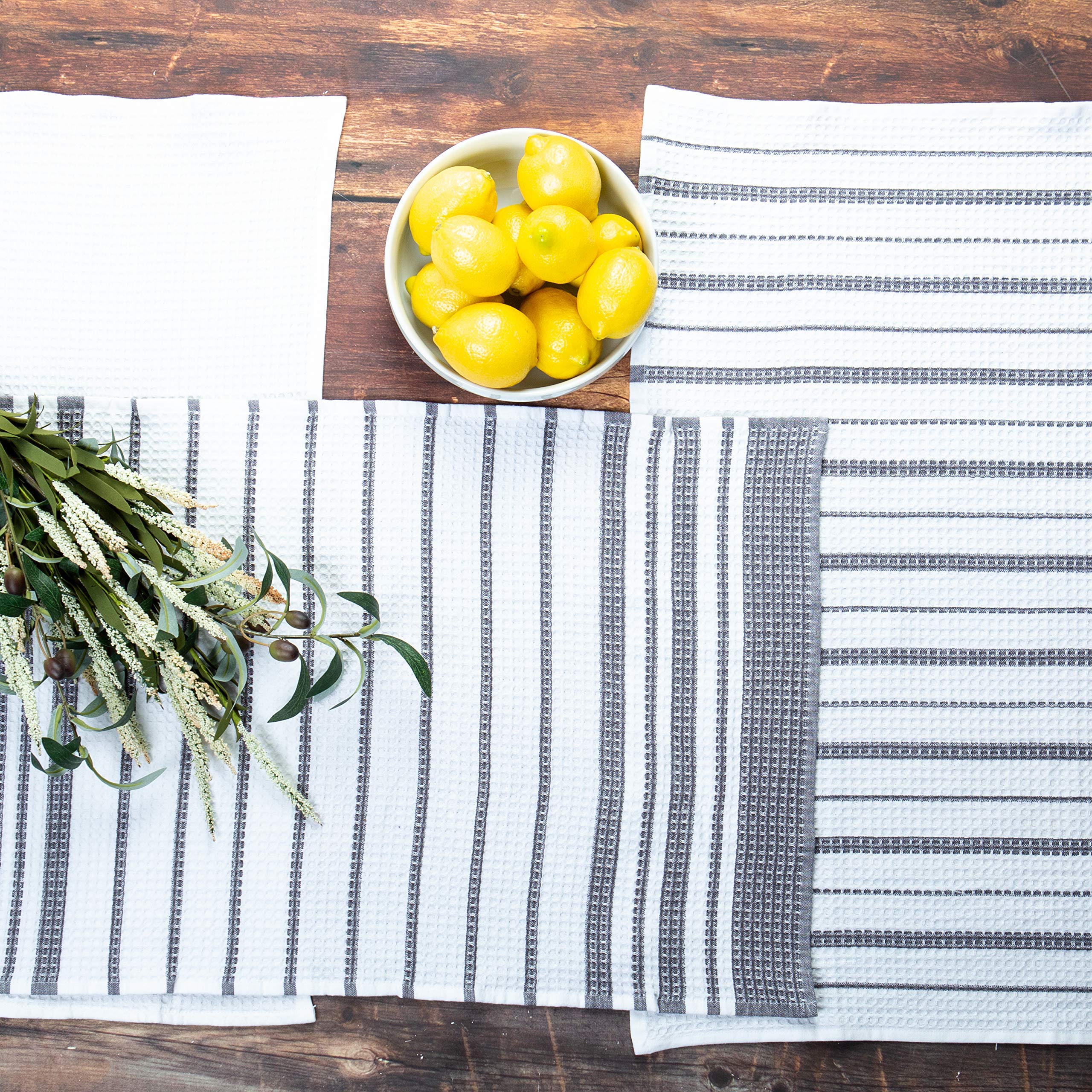 Premium Waffle Weave Kitchen Towels Set of 3 - Super Absorbent Cotton Dish Towels (28