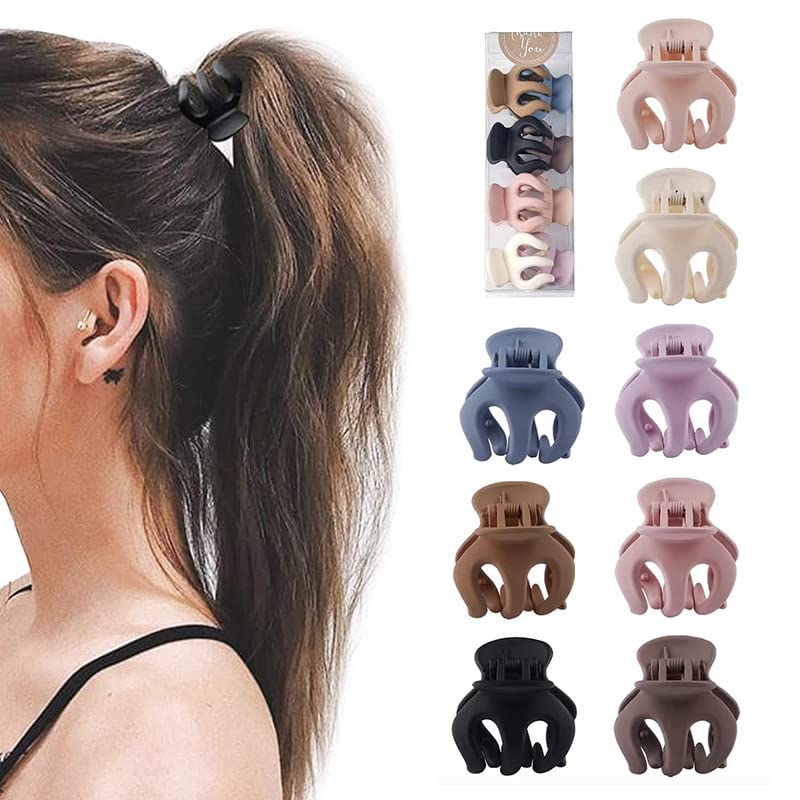 SHIDARA 6 Pack 1.37 Inch Small Hair Claw Clips for Women & Girls - Colorful Hair Clips for Ponytail, Bun & Updo Hairstyles - 6 Vibrant Colors (Pink, Blue, Purple, Green, Yellow, Black) - Perfect for School, Work, Party & Daily Use