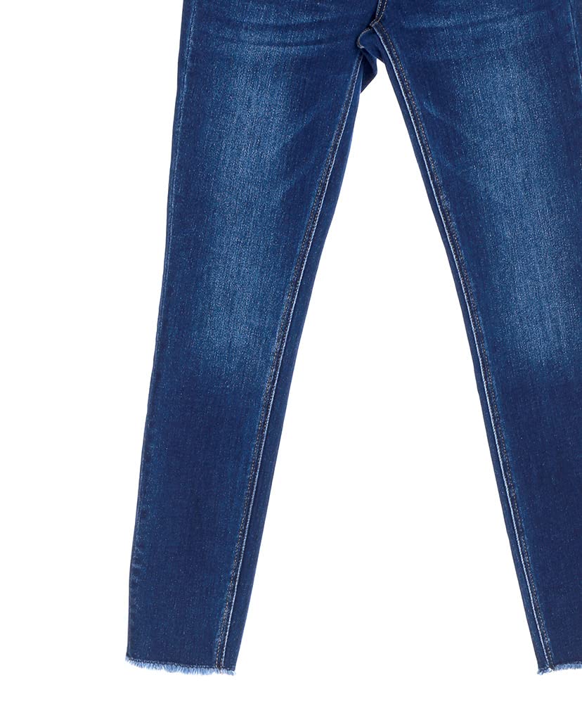 VERVET by Flying Monkey Women's Dark Blue Stretch Skinny Jeans with Whisker Fading Wash - Comfortable High Waist Denim Pants for Casual Wear & Night Out
