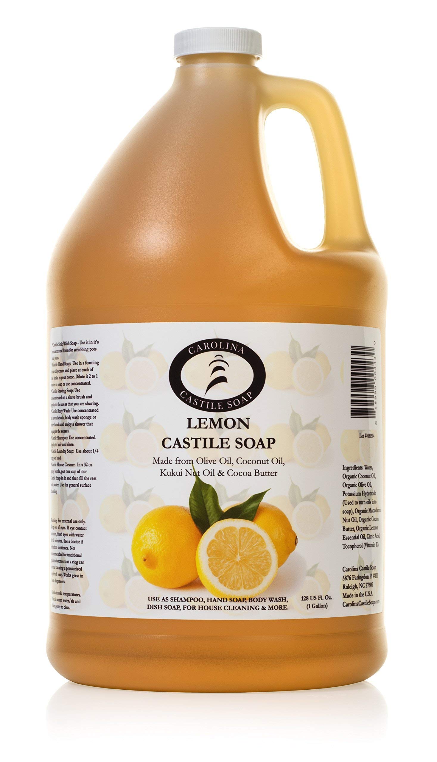Organic Citrus Castile Soap Bundle - 2 Pack (Orange & Lemon) | 1 Gallon Olive Oil Soap with Cocoa Butter | USDA Certified | Refill Size for Body Wash, Shampoo & Household Cleaning | Eco-Friendly & Vegan Soap for Sensitive Skin | Perfect for Bath, Shower & Natural Home Care