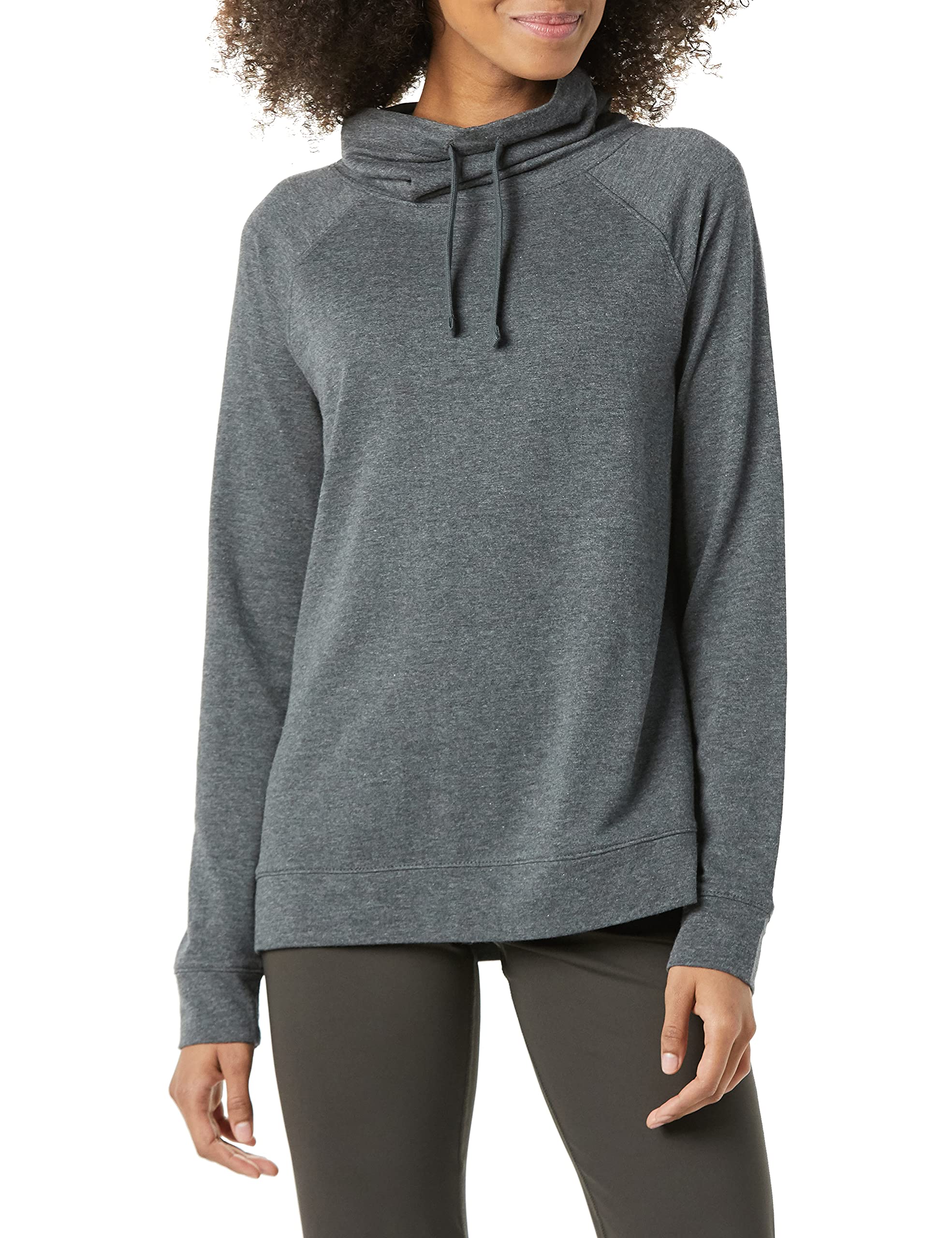 Amazon Essentials Women's Studio Terry Funnel Neck Sweatshirt - Soft Casual Pullover for Lounge, Yoga & Everyday Wear | Comfortable Cotton Blend Top for Women