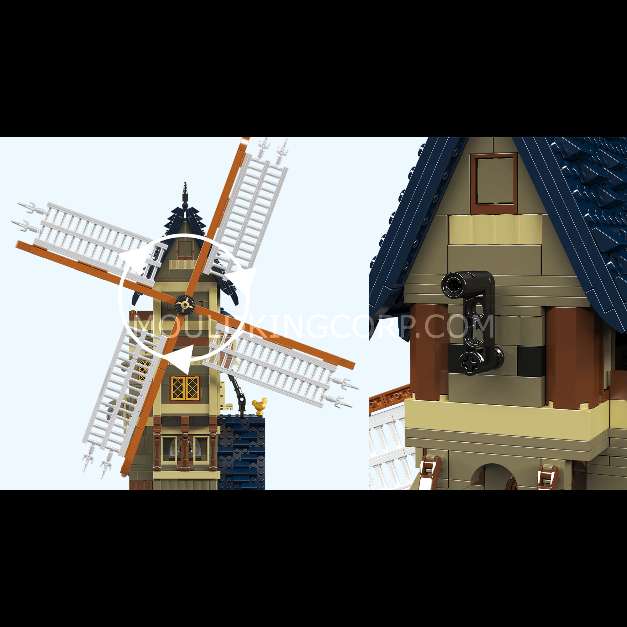 Mould King 10060 Medieval Europe Windmill Building Set - 1,584 Piece Castle Model Kit for Adults & Teens | Perfect for Home Decoration, Gift Giving & Medieval History Enthusiasts