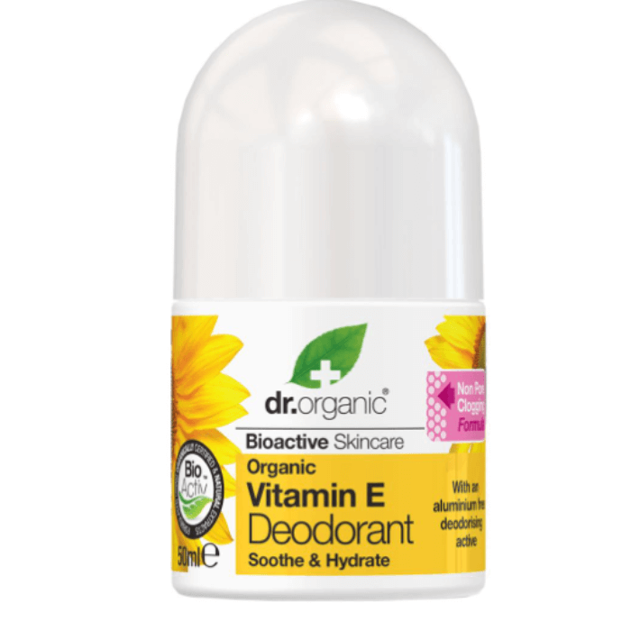 Dr.Organic Vitamin E Deodorant 50ml - Natural & Aluminum-Free for Sensitive Skin - Stay Fresh All Day at Work, Gym & Outdoor Activities