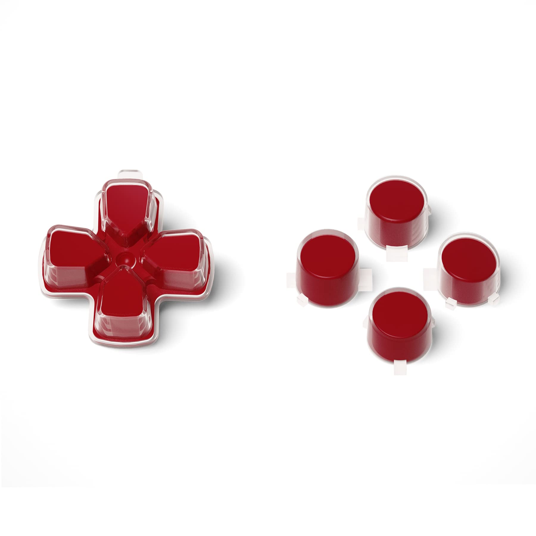 eXtremeRate Dual-Color Action Buttons & D-Pad Replacement Kit for PS5 Controller - Carmine Red & Transparent - DIY Customization for Enhanced Gaming Experience