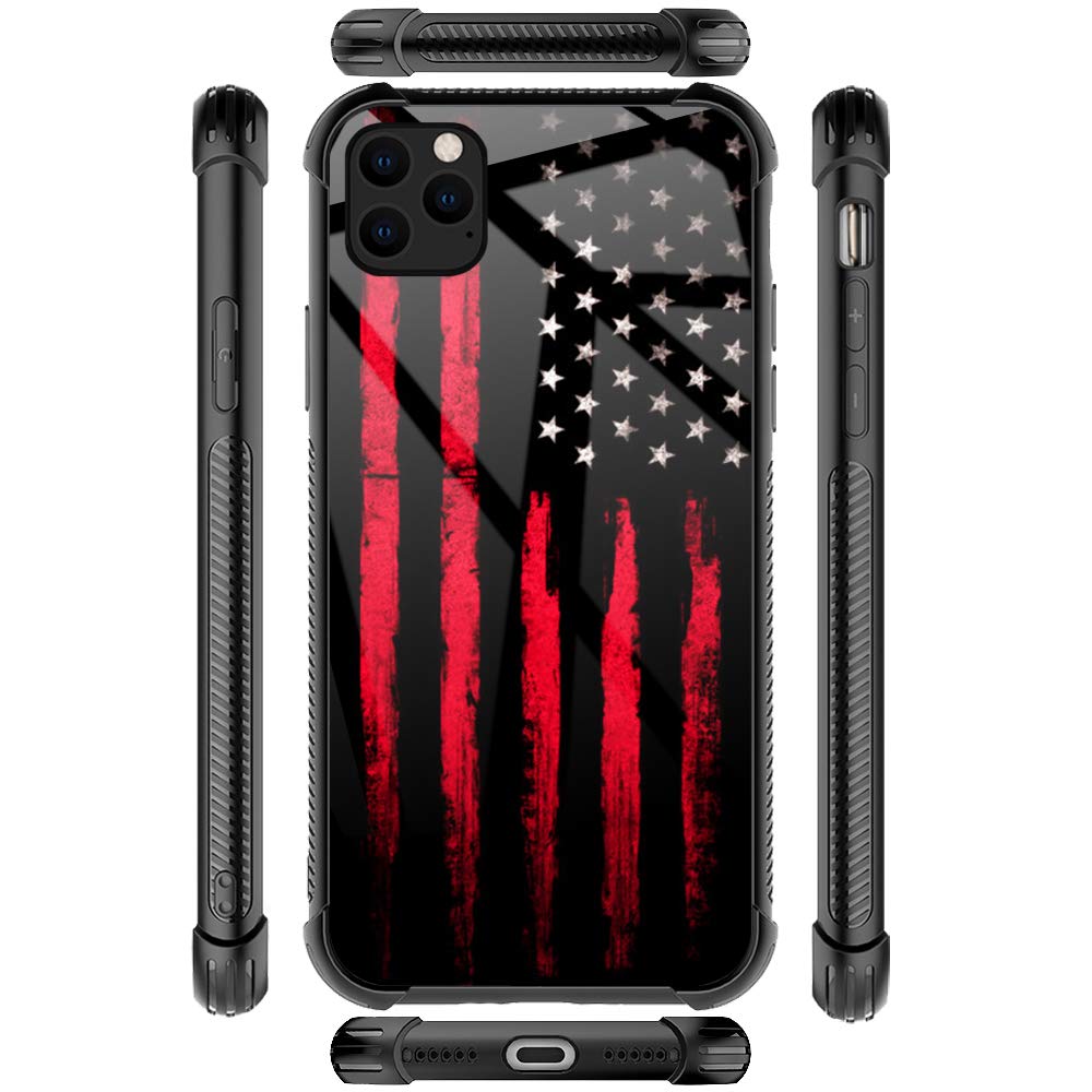 Shockproof iPhone 11 Pro Max Case with Non-Slip TPU Bumper & Reinforced Corners | USA Flag Design Protective Cover for Women | Perfect for Outdoor Activities, Travel & Daily Use