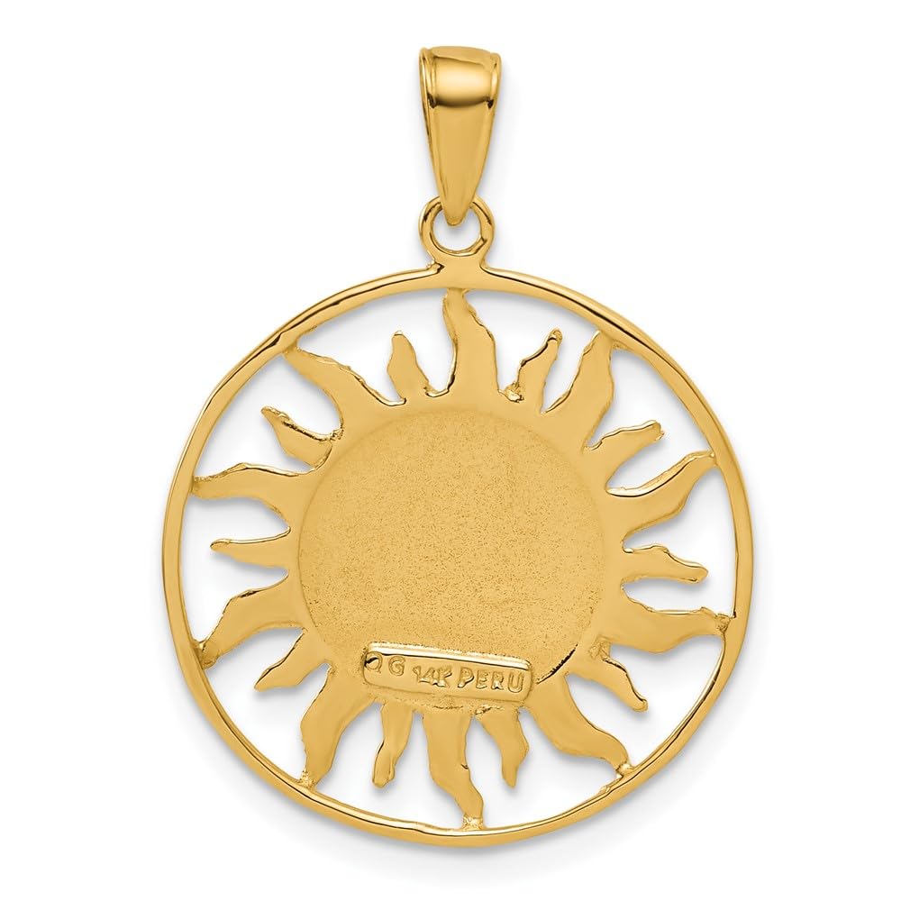 14K Yellow Gold Sun Moon Stars Pendant - Perfect for Gifts & Layering
