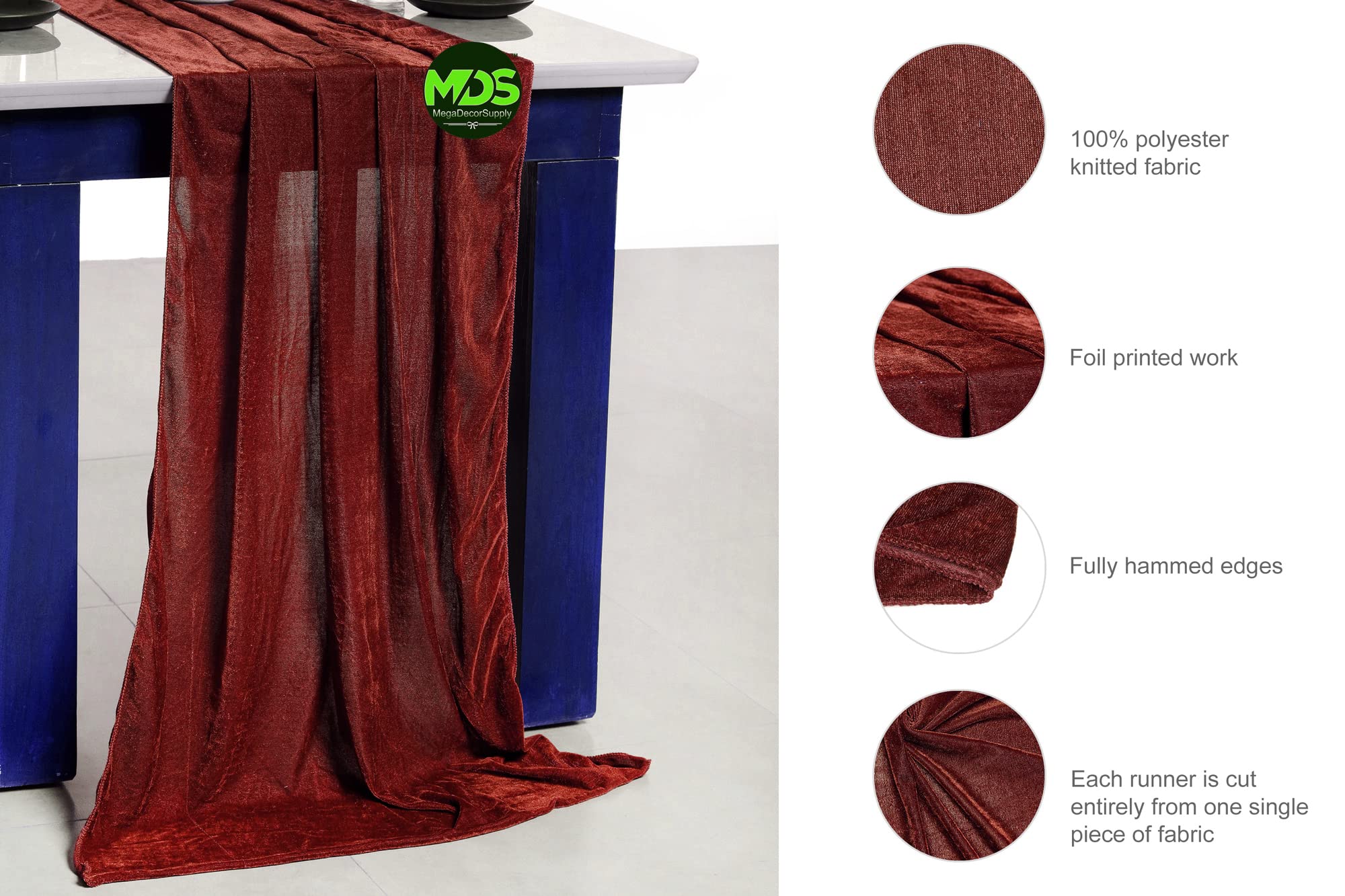 12 Pack Velvet Table Runner 10ft Long (29x120 Inches) - Elegant Wedding Table Decor for Ceremony, Reception, Birthday Party, Bridal Shower & Rustic Arch Decoration - Romantic Rustic Style