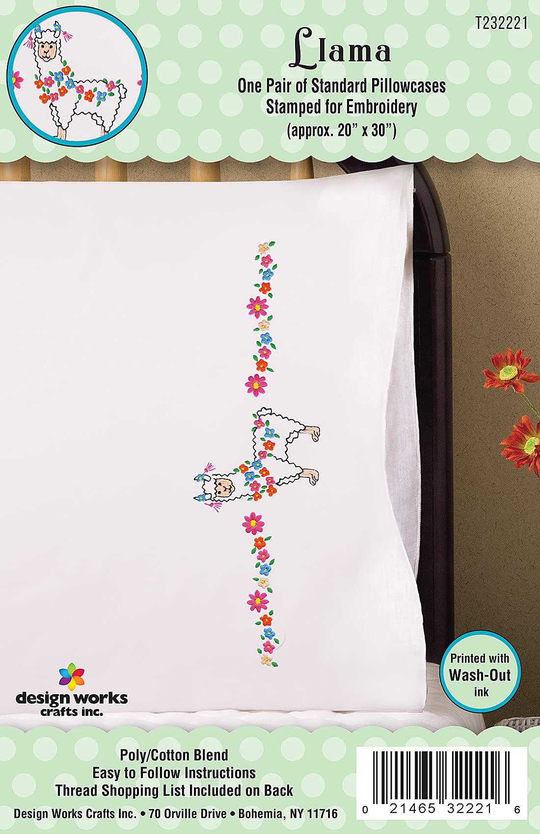 Premium Stamped Embroidery Pillowcases Set of 2 - Floral & Geometric Designs by Tobin Design Works | Perfect for DIY Craft Projects, Home Decor & Thoughtful Gifts
