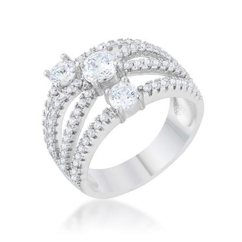 1.8ct CZ Statement Ring for Women - Elegant Rhodium Plated Cubic Zirconia Cocktail Ring | Perfect for Parties, Weddings & Special Occasions