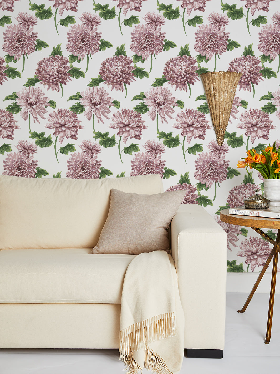 Sarah Jessica Parker 'Mums for Marion Small' Floral Wallpaper - Elegant Powder Blue Design for Nursery, Bedroom & Home Decor